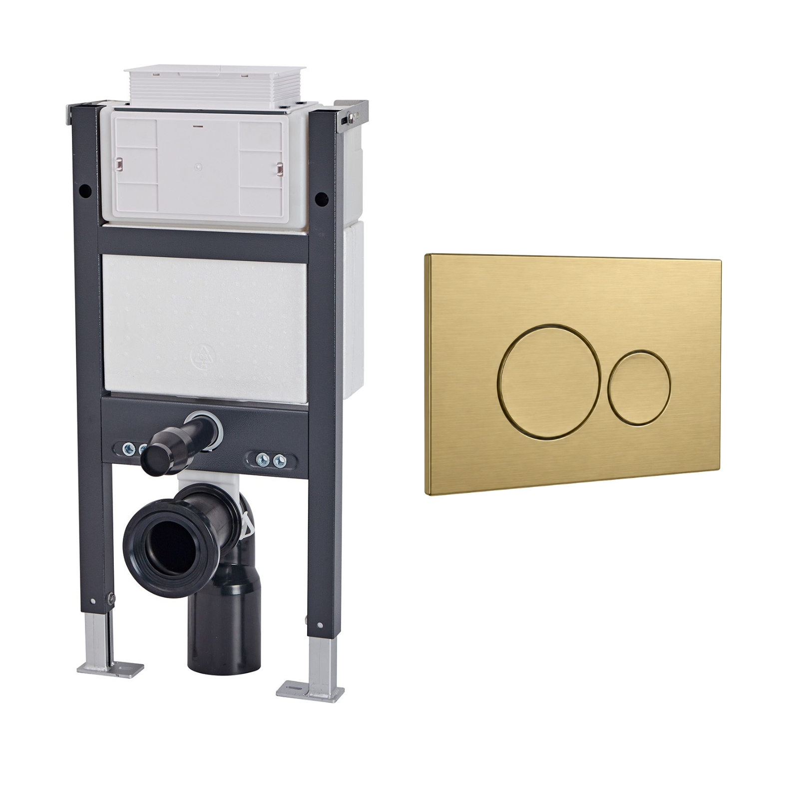 Conceal Cistern with Plate # Flush Plate_Brushed Brass Round Buttons # Hover