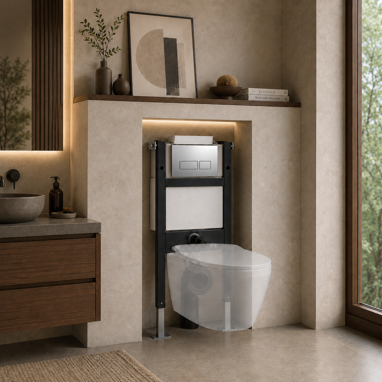 Conceal Cistern with Plate # Flush Plate_Chrome Rectangle Buttons