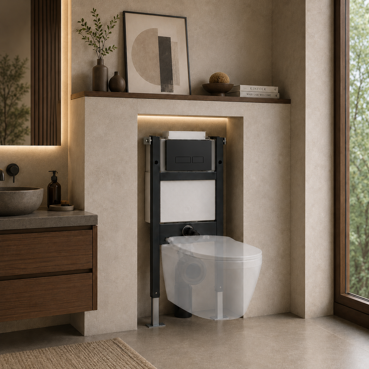 Conceal Cistern with Plate # Flush Plate_Matte Black Rectangle Buttons