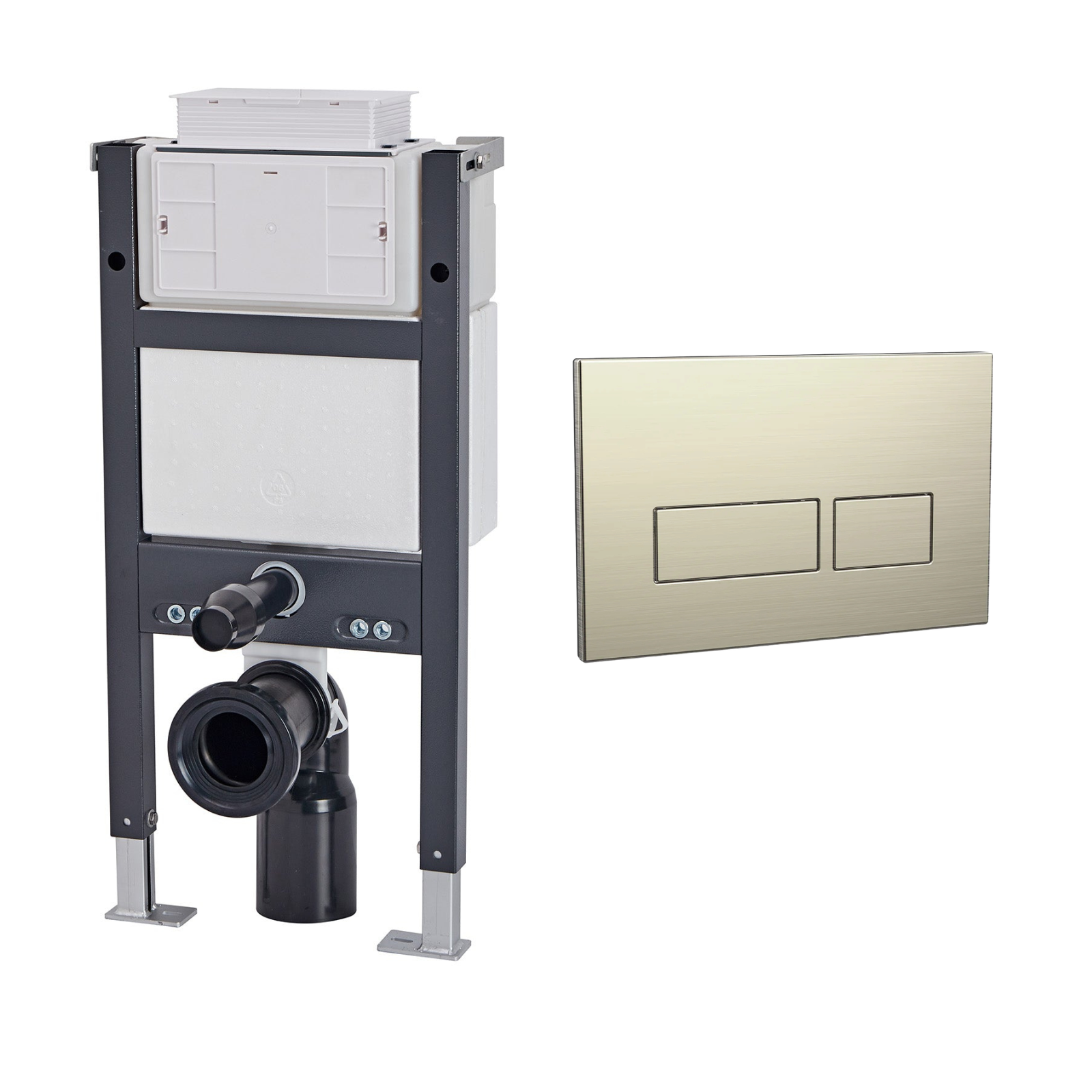 Conceal Cistern with Plate # Flush Plate_Brushed Brass Rectangle Buttons # Hover