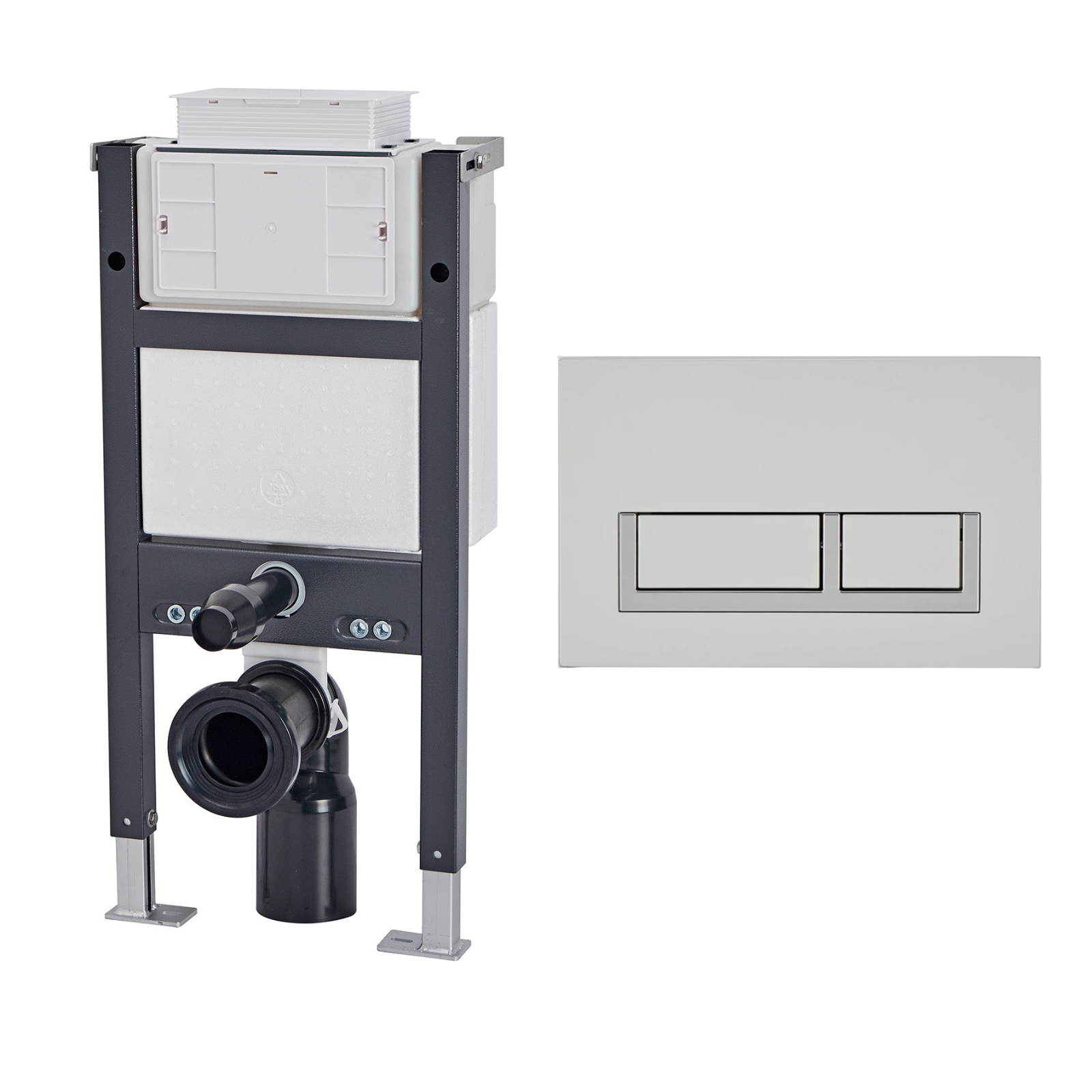 Conceal Cistern with Plate # Flush Plate_Matte Chrome Rectangle Flush Buttons # hover