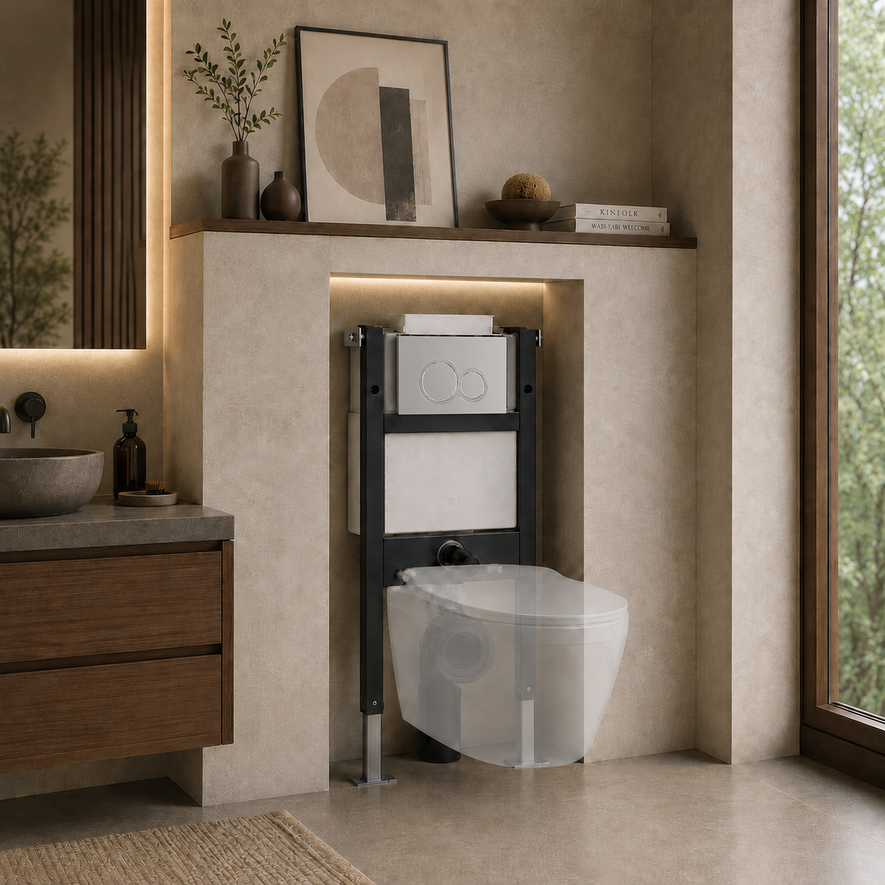 Conceal Cistern with Plate # Flush Plate_Chrome Round Flush Buttons