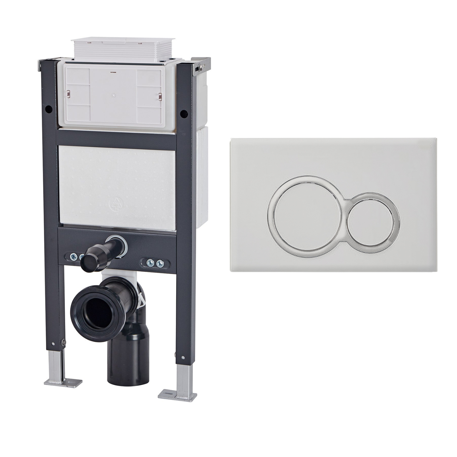 Conceal Cistern with Plate # Flush Plate_Matte Chrome Round Flush Buttons # hover