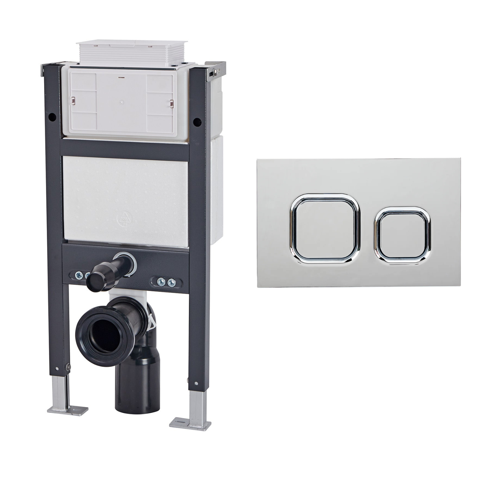 Conceal Cistern with Plate # Flush Plate_Chrome Square Buttons # Hover