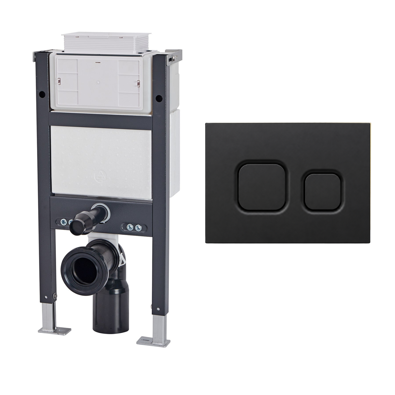 Conceal Cistern with Plate # Flush Plate_Matte Black Square Buttons # hover