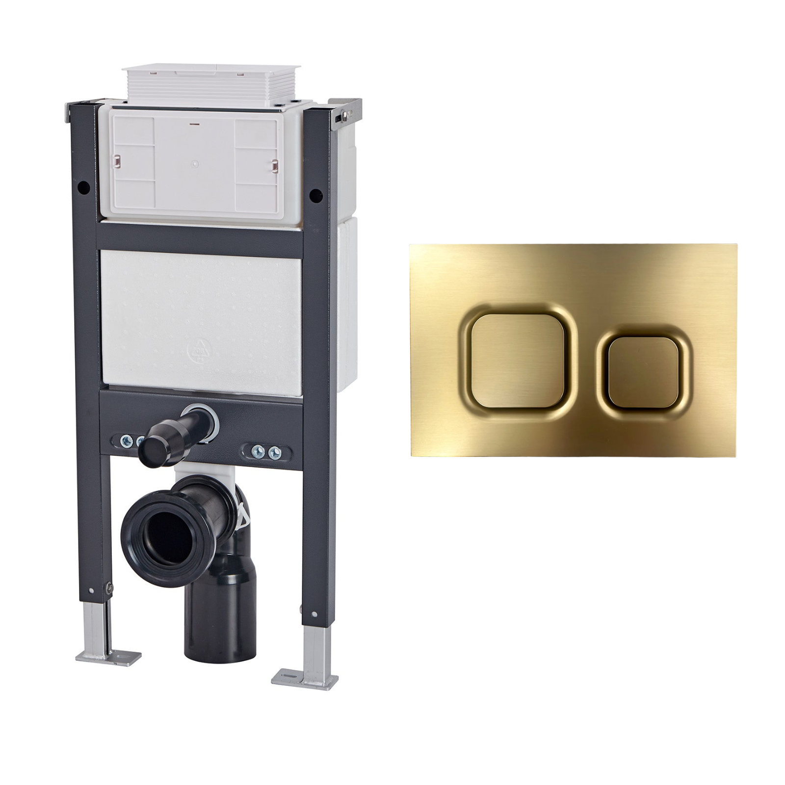 Conceal Cistern with Plate # Flush Plate_Brushed Brass Square Buttons # Hover