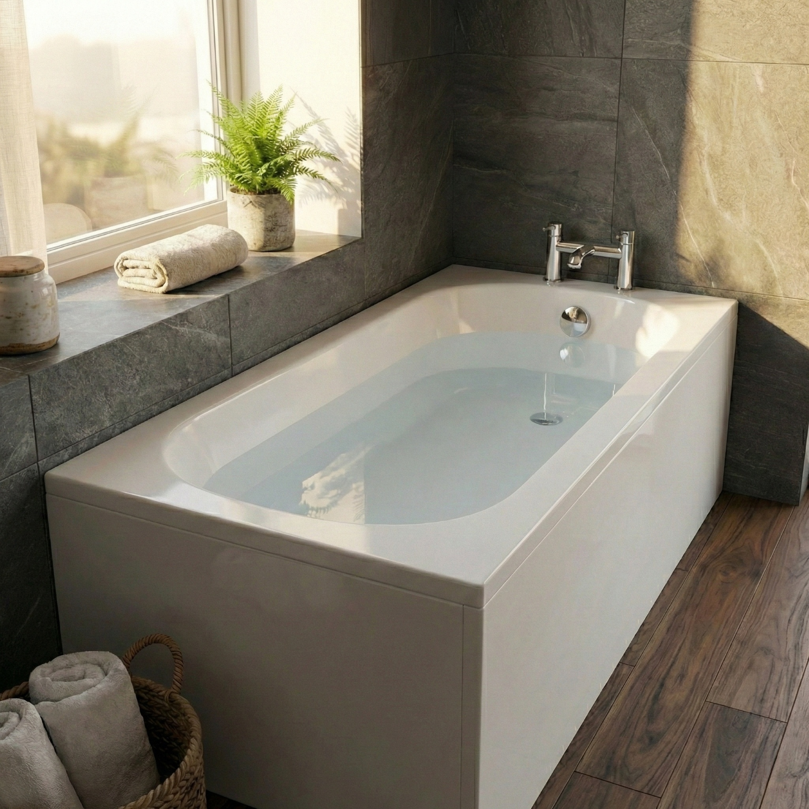 Modern White | Standard Round 1700mm x 700mm Single Ended Bath Tub With Leg Set | Bathroom Republic
