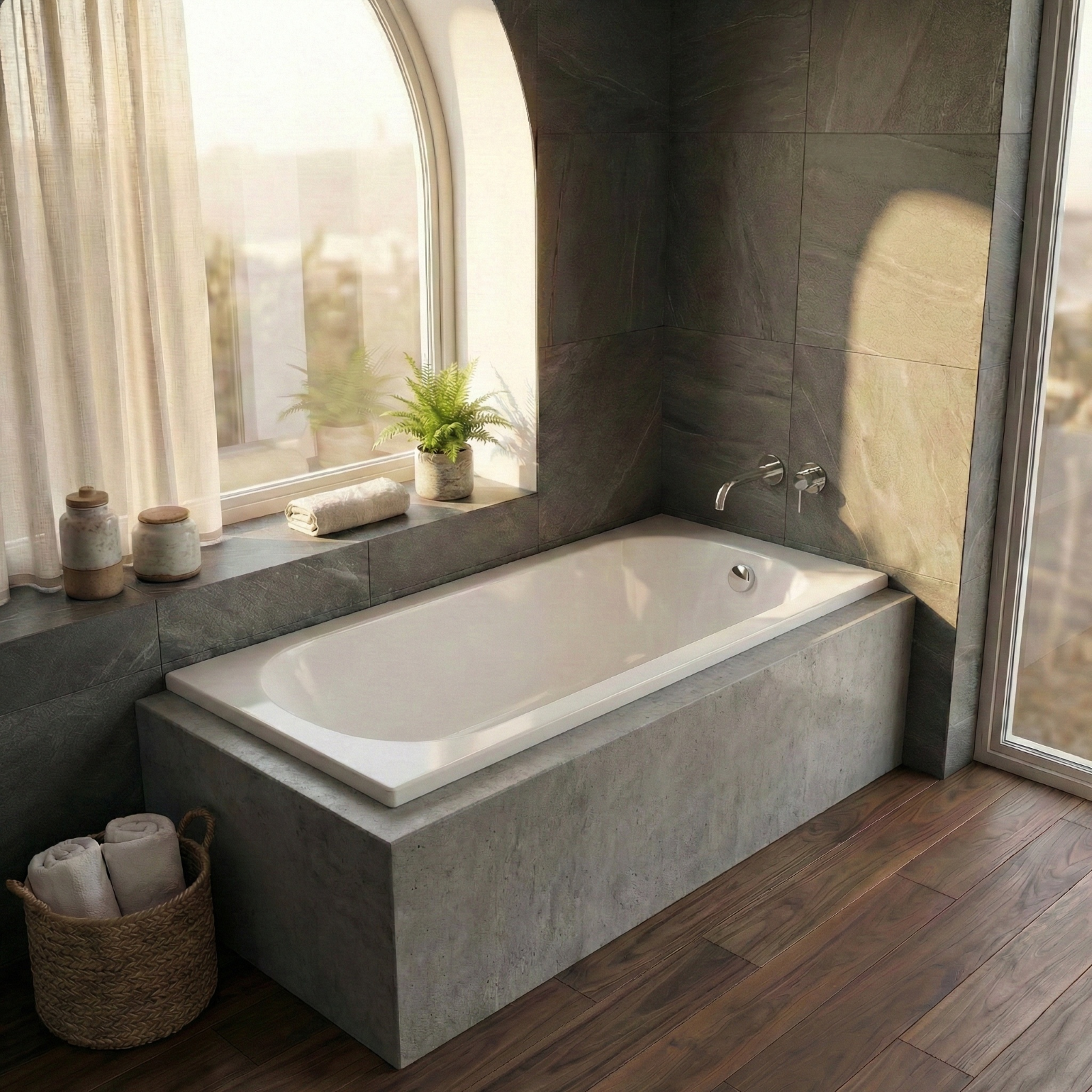 Modern White | Standard Round 1700mm x 700mm Single Ended Bath Tub With Leg Set | Bathroom Republic