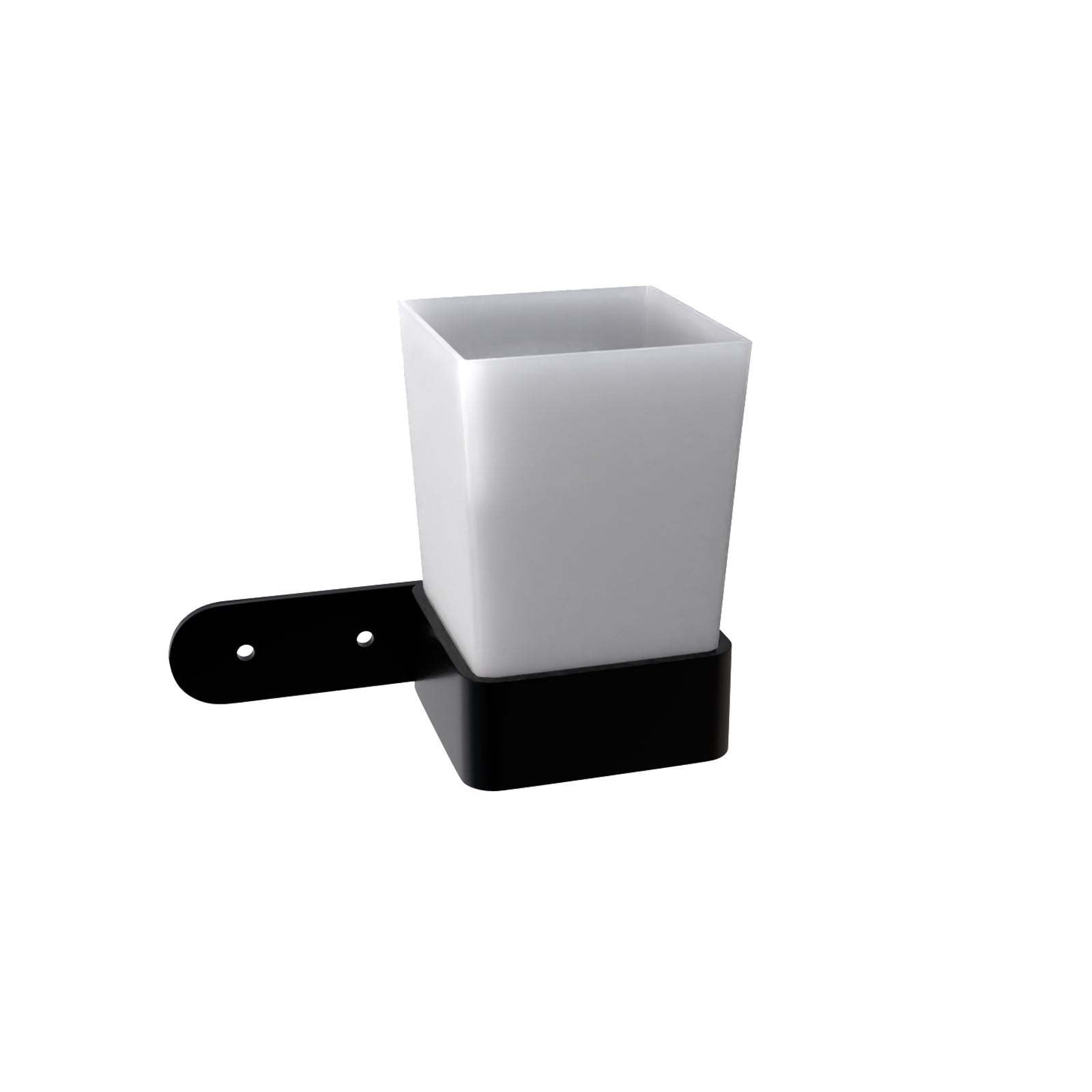 Single Square Frost Glass Tumbler & Matt Black Holder