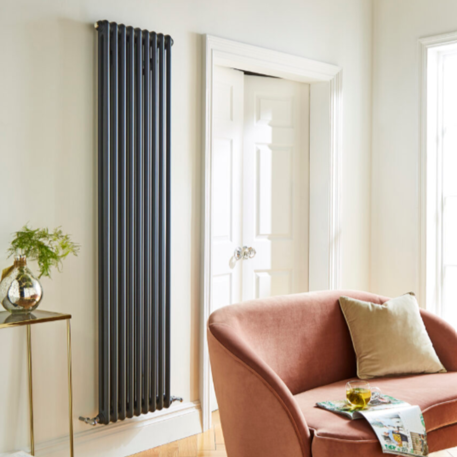 Kartell Laser Klassic 1800mm H x 335mm W Textured Grey Vertical 2 Column 7 Section Designer Radiator - ALCL218007-N