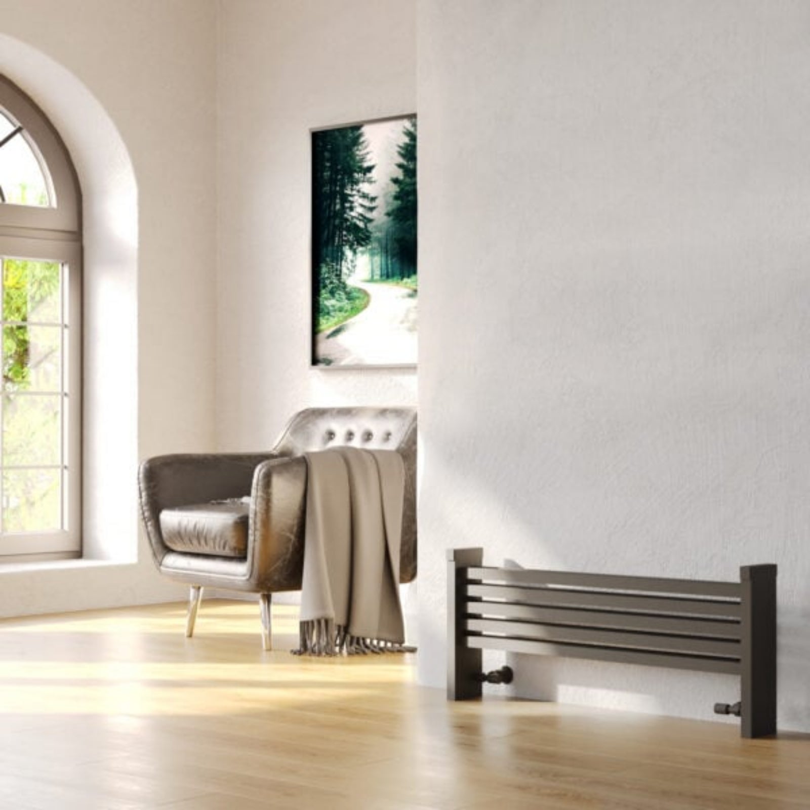 Kartell NOVA SCOTIA 420mm H x 1200mm W Grey Horizontal Aluminium Radiator - ALFLR-2-1210-GY