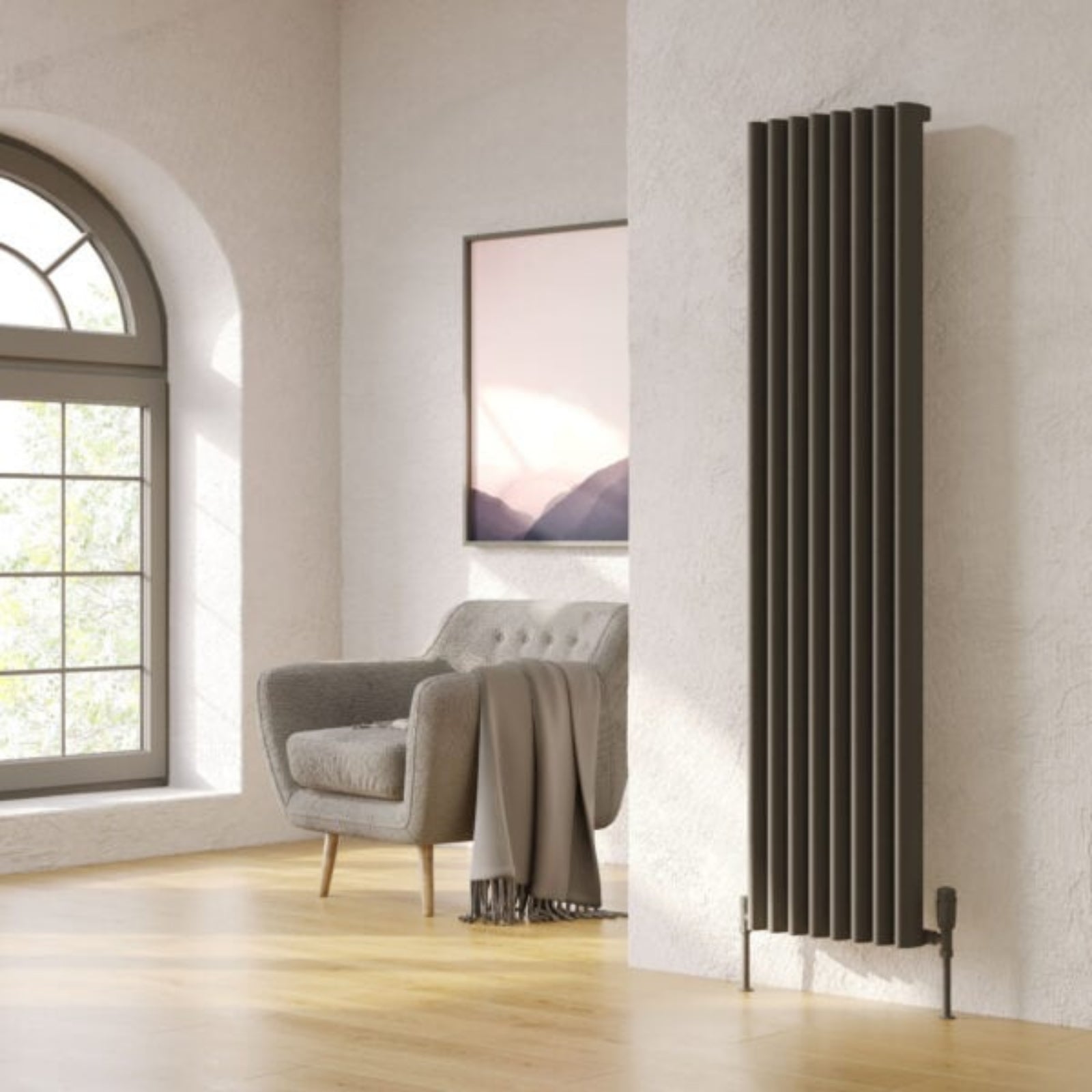Kartell TORONTO 1775mm H x380mm W Grey Vertical Aluminium Radiator - ALRAD-1-1807-GY