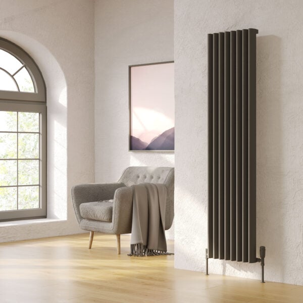 Kartell TORONTO 1775mm H x 490mm W Grey Vertical Aluminium Radiator - ALRAD-1-1809-GY