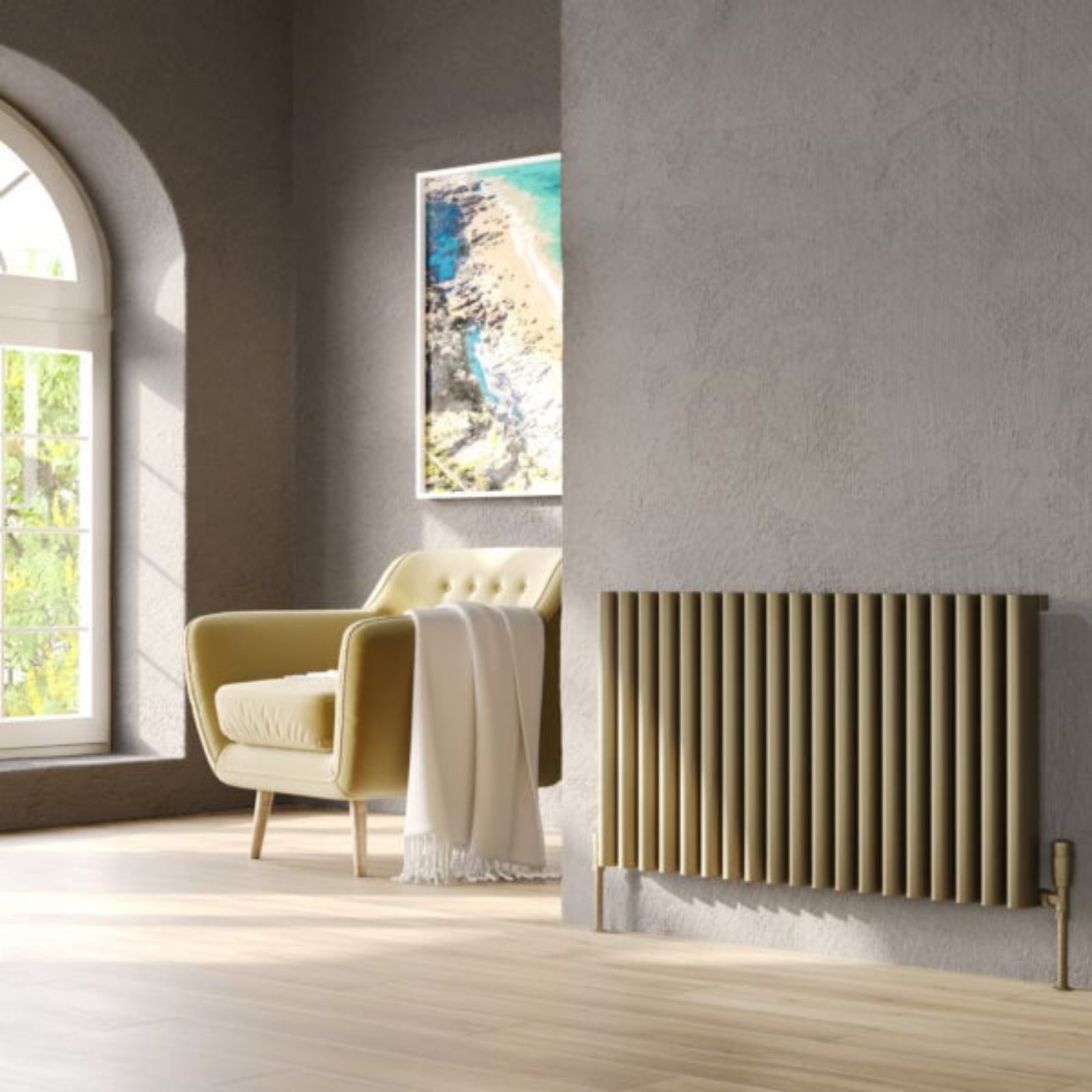 Kartell TORONTO 575mm H x 600mm W Bronze Horizontal Aluminium Radiator - ALRAD-1-611-BZ