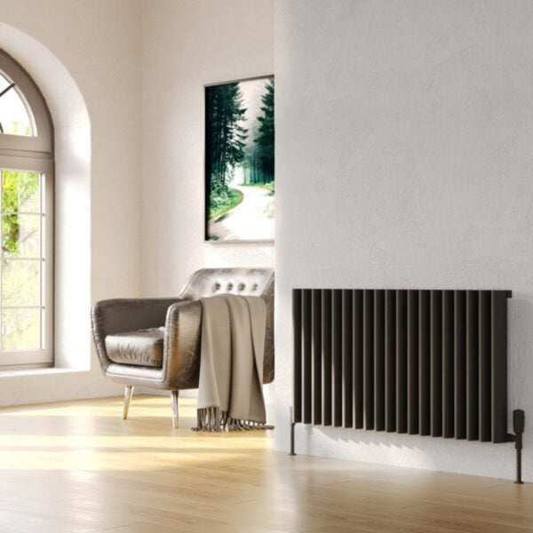 Kartell TORONTO 575mm H x 1040mm W Grey Horizontal Aluminium Radiator - ALRAD-1-619-GY
