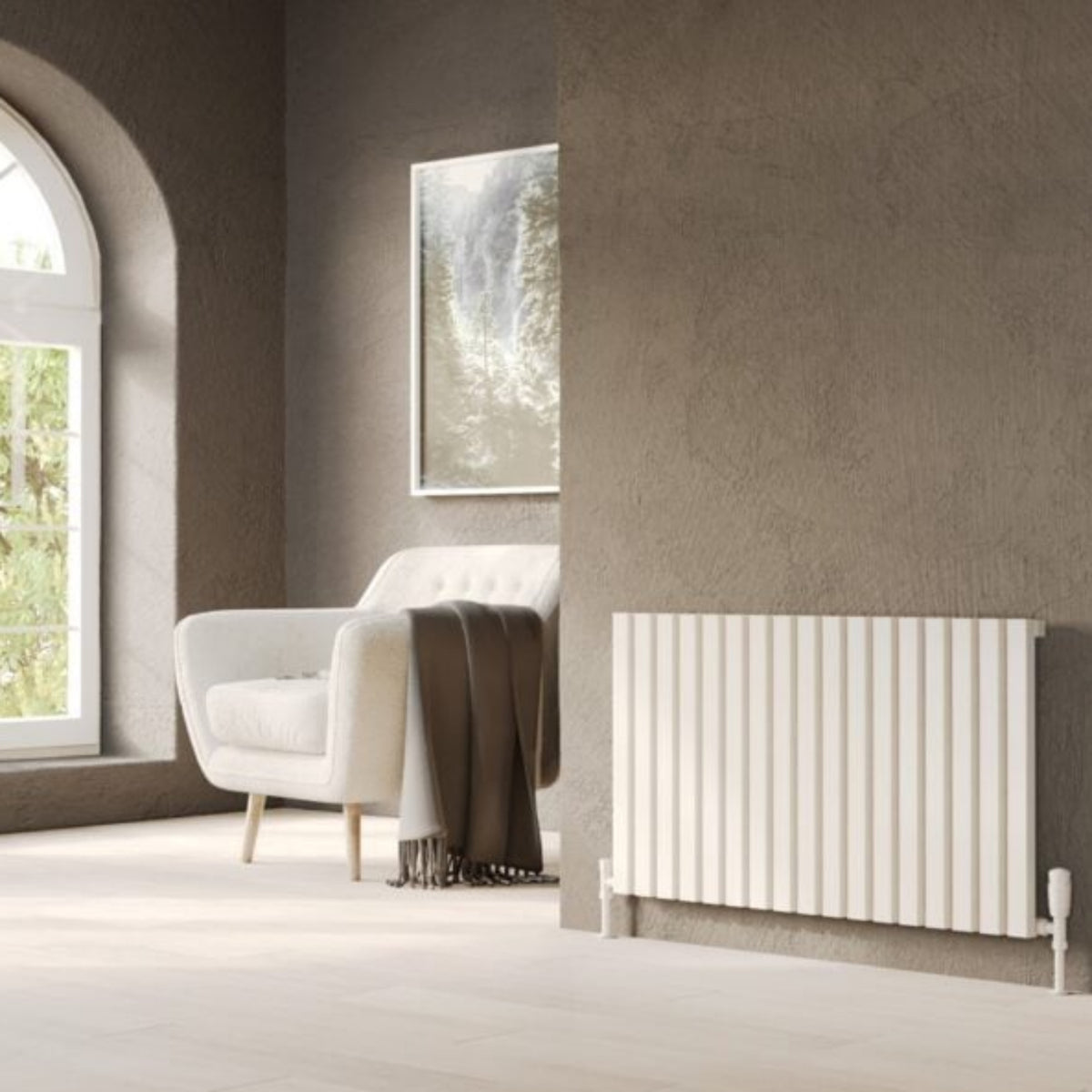 Kartell HAMILTON 580mm H x 404mm W White Horizontal Single Aluminium Radiator - ALRAD-12-607-WT