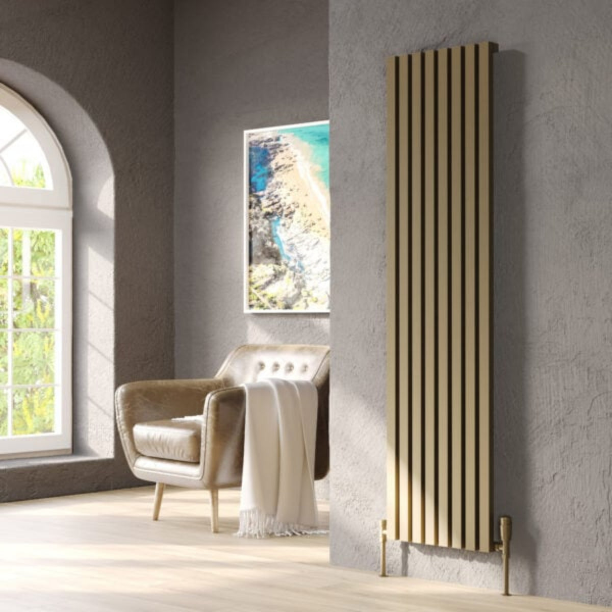 Kartell HAMILTON 1780mm H x 286mm W Bronze Vertical Double Aluminium Radiator - ALRAD-13-1805-BZ