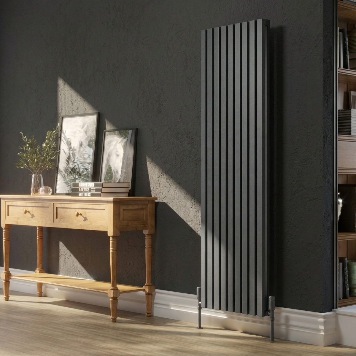 Kartell HAMILTON 1780mm H x 286mm W Grey Vertical Double Aluminium Radiator - ALRAD-13-1805-GY