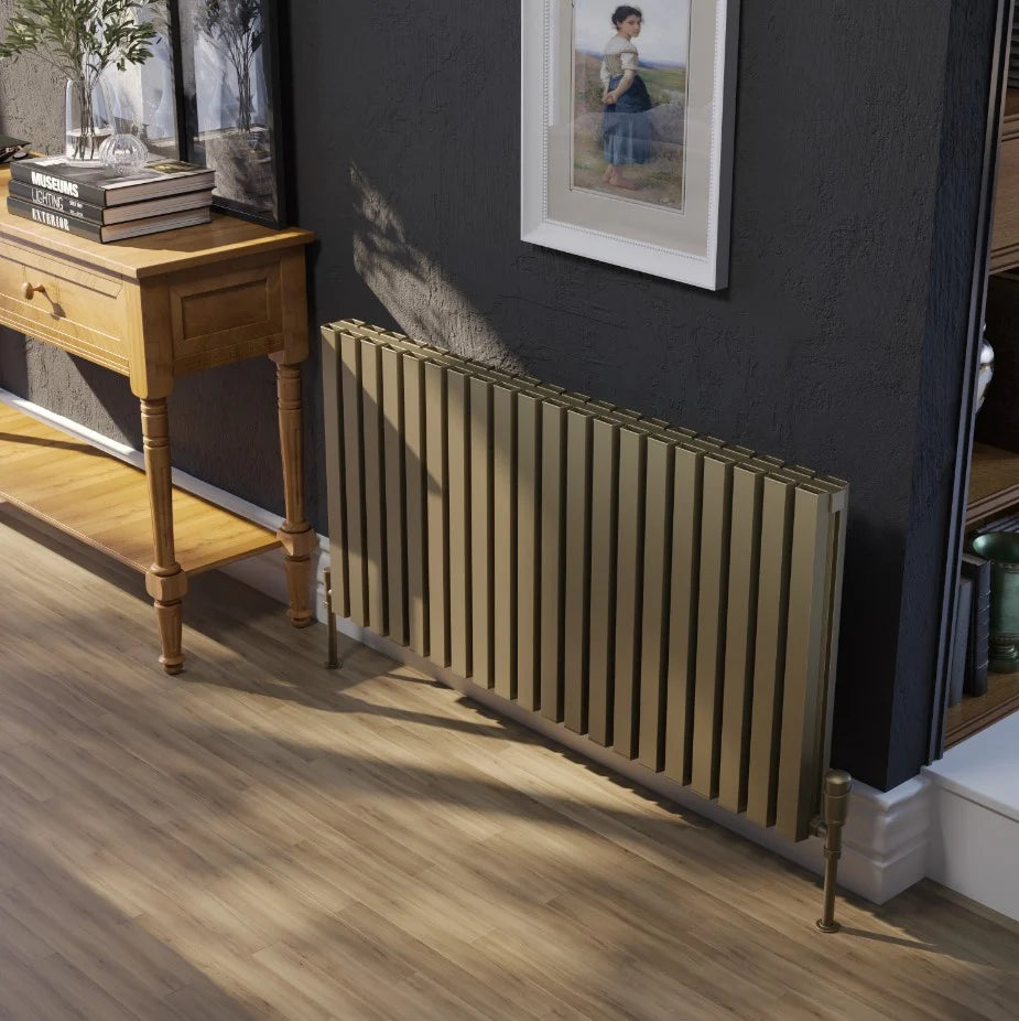 Kartell HAMILTON DOUBLE 580mm H x 581mm W Bronze Wall Mounted Horizontal Aluminium Radiator -ALRAD-13-610-BZ
