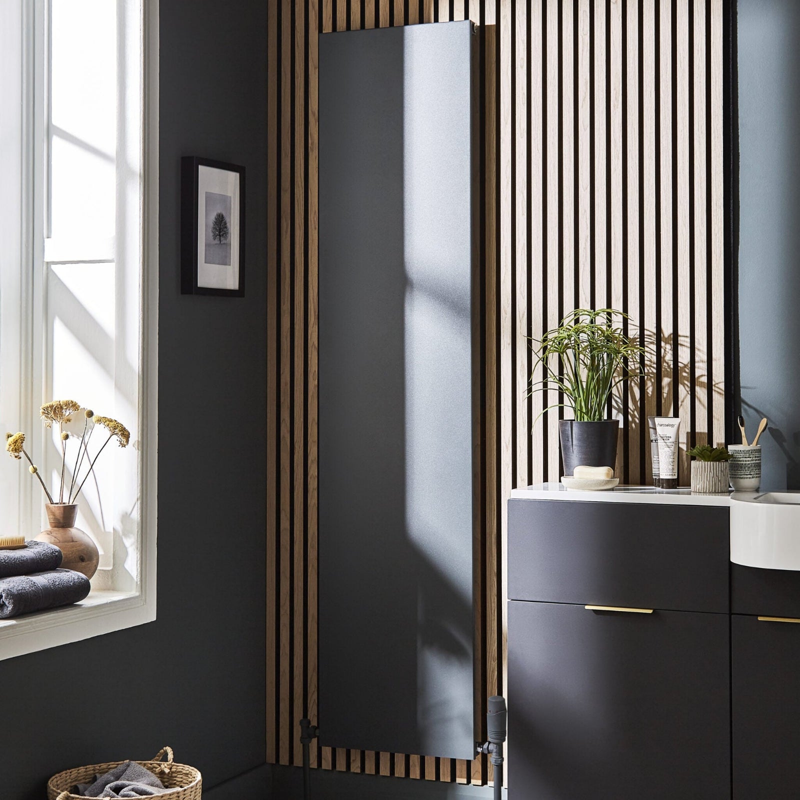 Kartell BRAMPTON 1777mm H x 404mm W Grey Vertical Aluminium Radiator - ALRAD-14-1802-GY