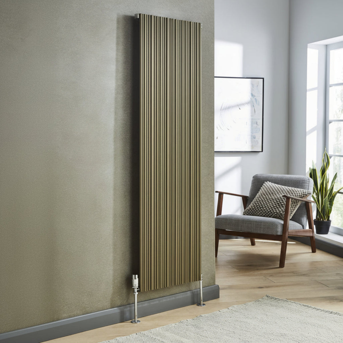 Kartell QUEBEC 1775mm H x 239mm W Bronze Vertical Single Aluminium Radiator - ALRAD-5-1802-BZ