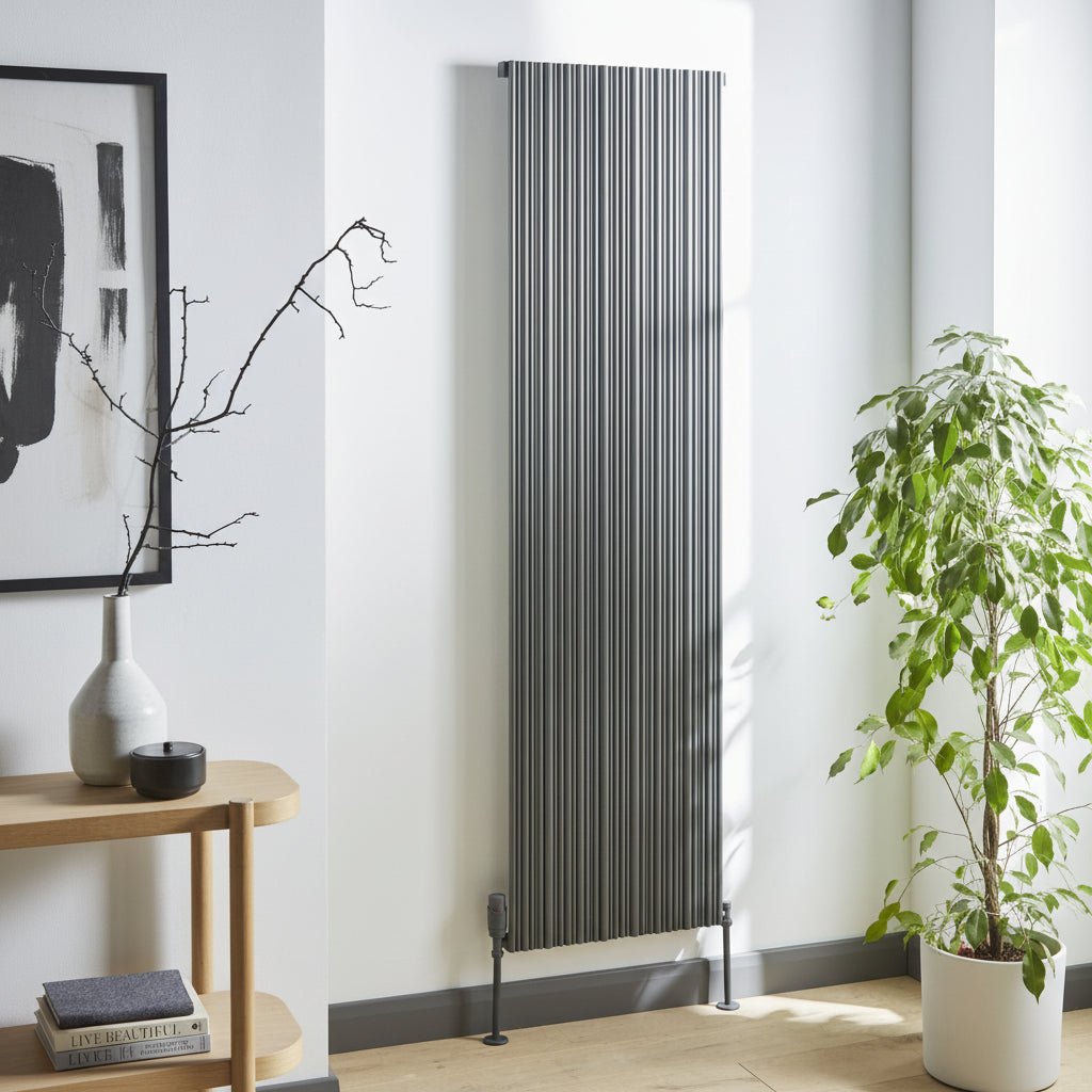 Kartell QUEBEC 1775mm H x 239mm W Grey Vertical Single Aluminium Radiator -ALRAD-5-1802-GY