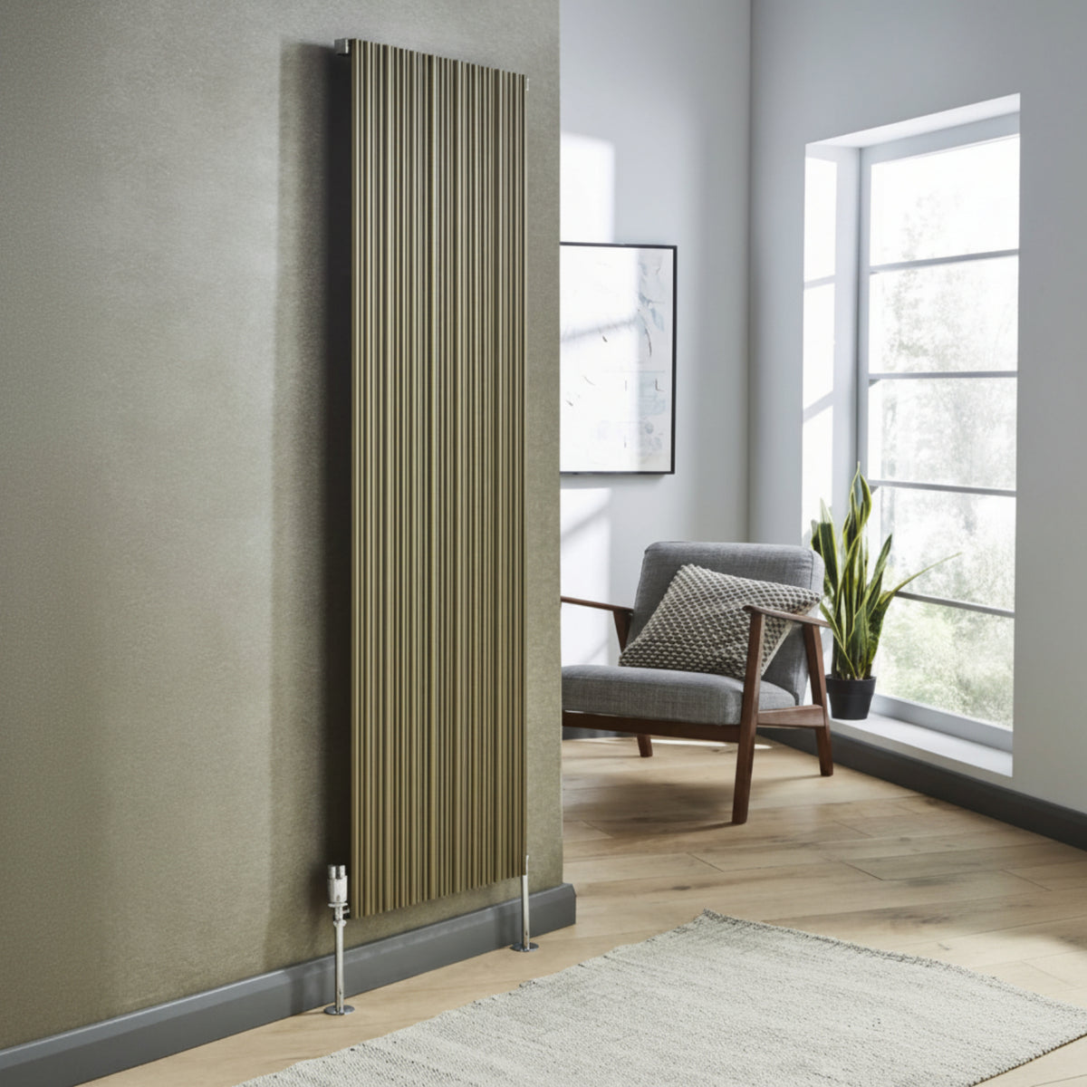 Kartell QUEBEC 1775mm H x 359mm W Bronze Vertical Single Aluminium Radiator - ALRAD-5-1803-BZ