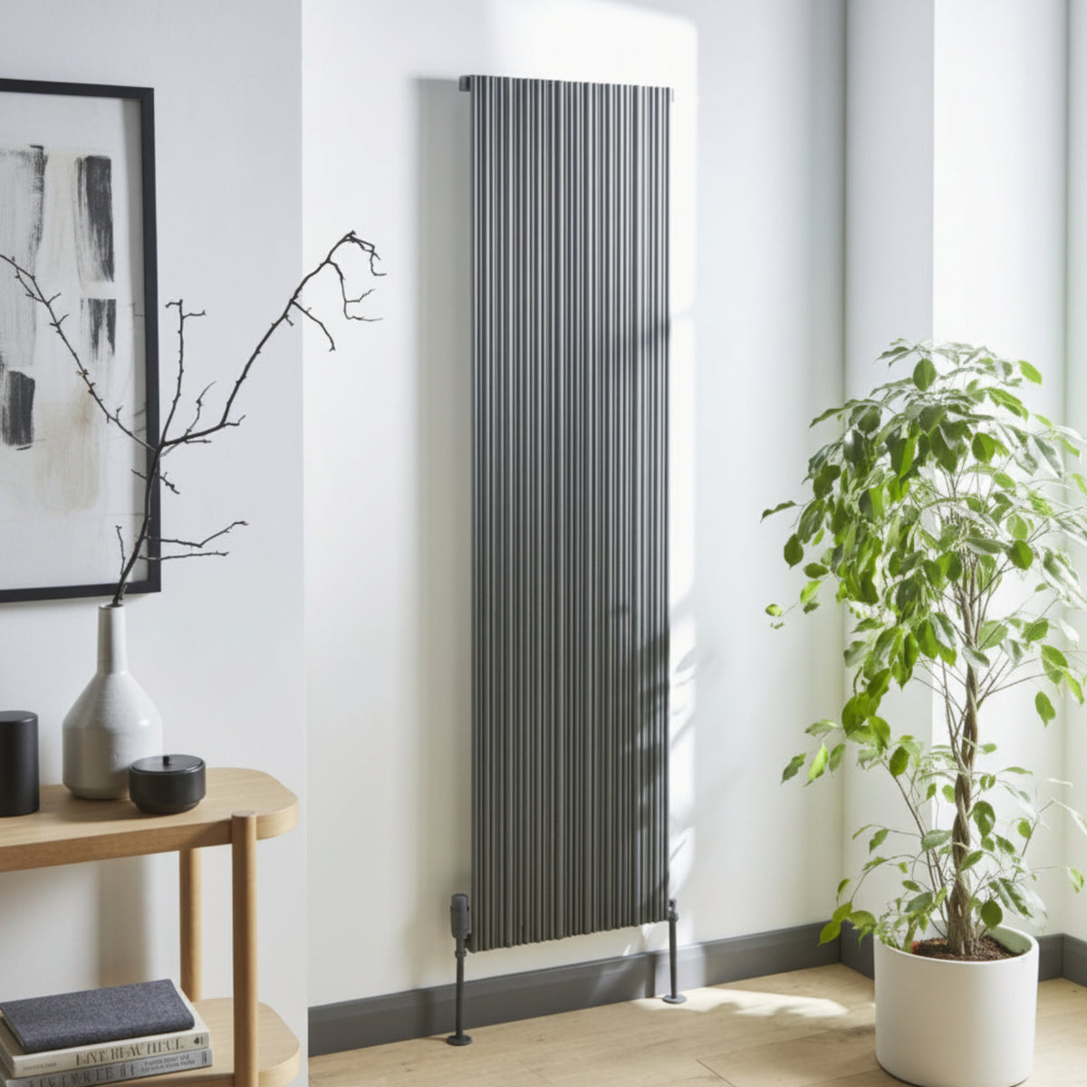 Kartell QUEBEC 1775mm H x 359mm W Grey Vertical Single Aluminium Radiator - ALRAD-5-1803-GY