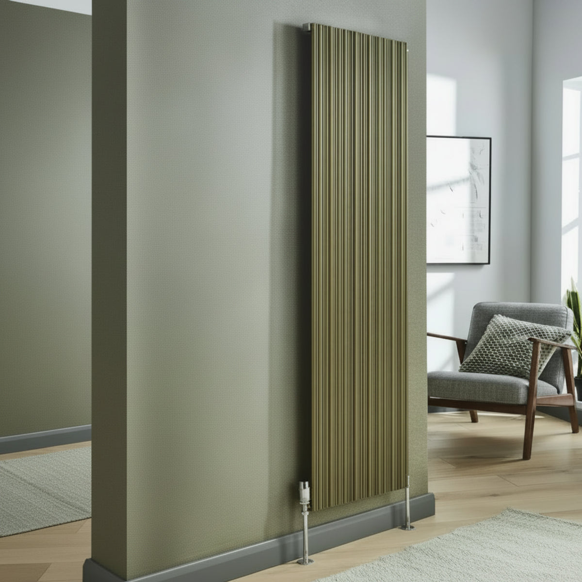 Kartell QUEBEC 1775mm H x 479mm W Bronze Vertical Single Aluminium Radiator - ALRAD-5-1804-BZ