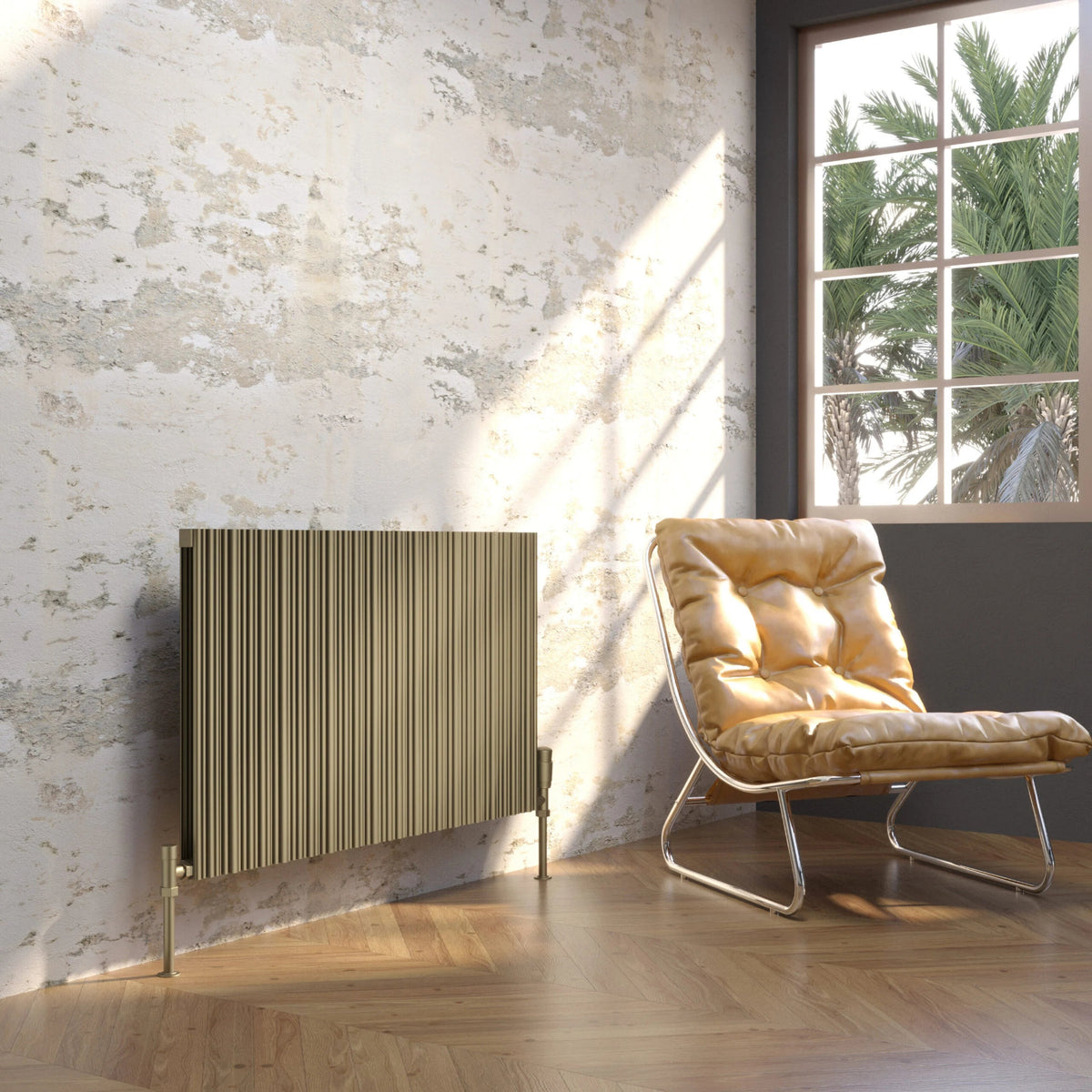 Kartell QUEBEC 575mm H x 1439mm W Bronze Horizontal Single Aluminium Radiator - ALRAD-5-612-BZ