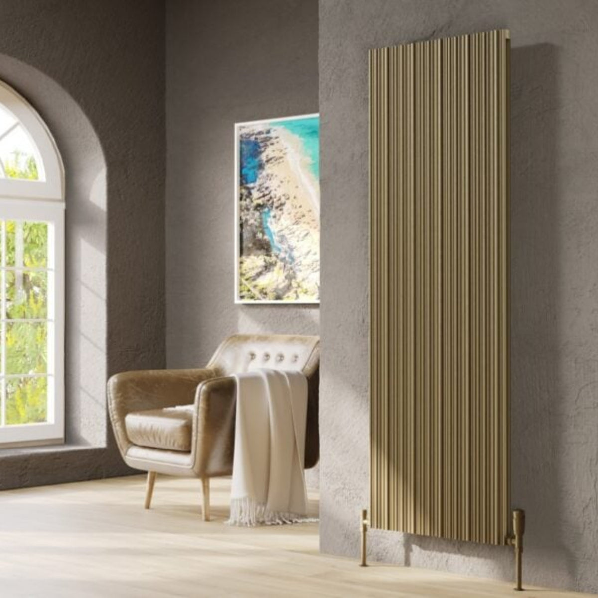 Kartell QUEBEC 1775mm H x 239mm W Bronze Vertical Double Aluminium Radiator - ALRAD-6-1802-BZ