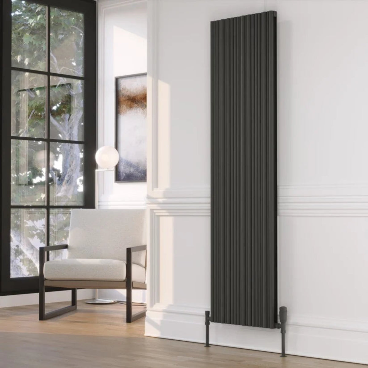 Kartell QUEBEC 1775mm H x 239mm W Grey Vertical Double Aluminium Radiator - ALRAD-6-1802-GY