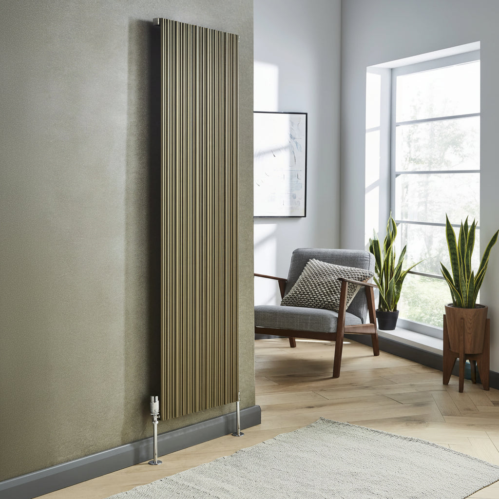 Kartell QUEBEC 1775mm H x 359mm W Bronze Vertical Double Aluminium Radiator - ALRAD-6-1803-BZ