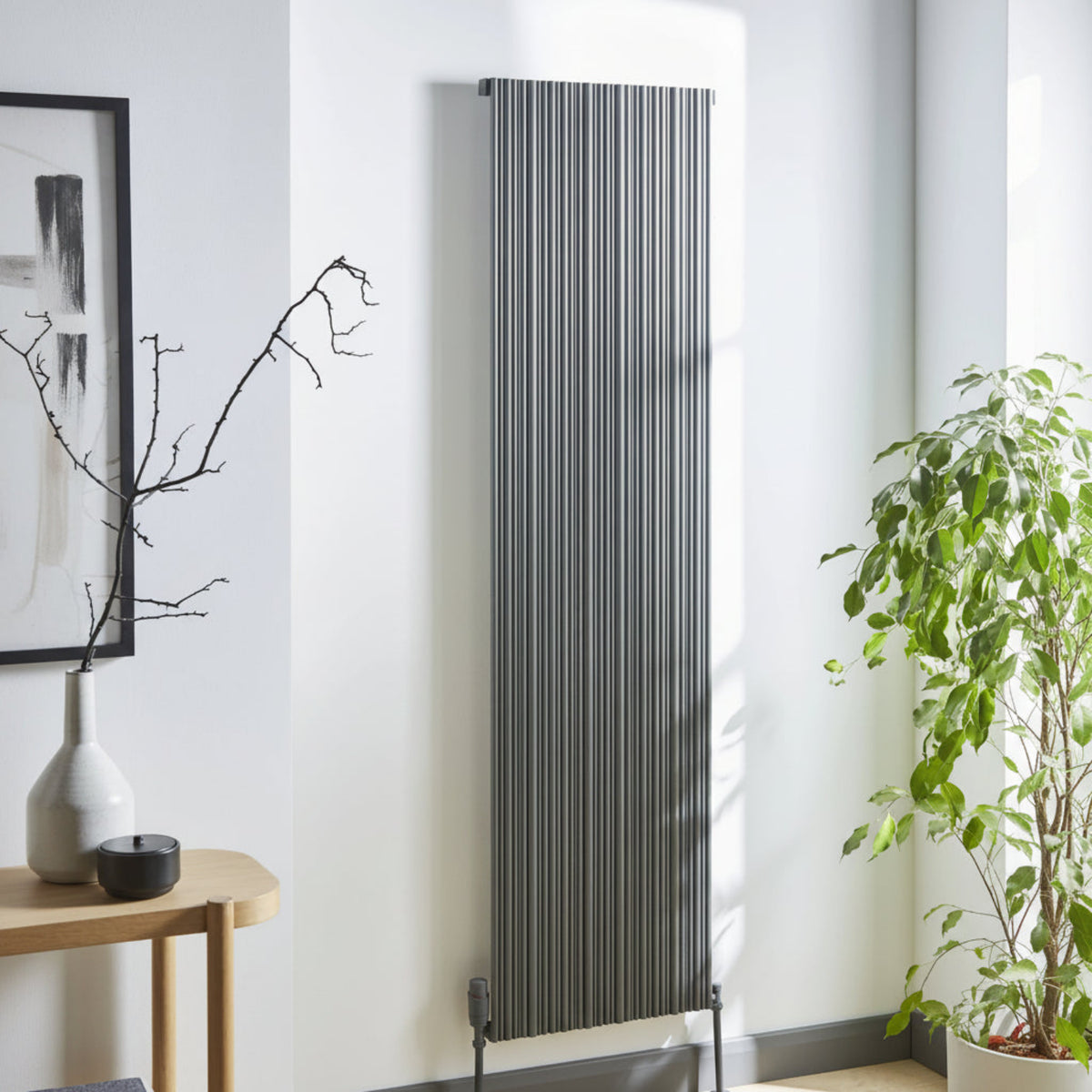 Kartell QUEBEC 1775mm H x 359mm W Grey Vertical Double Aluminium Radiator - ALRAD-6-1803-GY