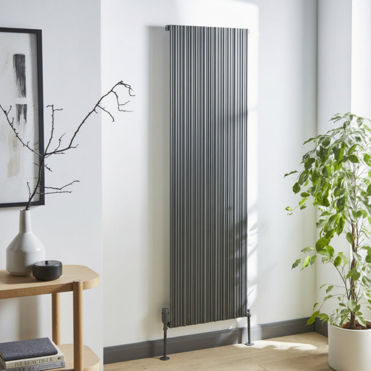 Kartell QUEBEC 1775mm H x 479mm W Grey Vertical Double Aluminium Radiator - ALRAD-6-1804-GY
