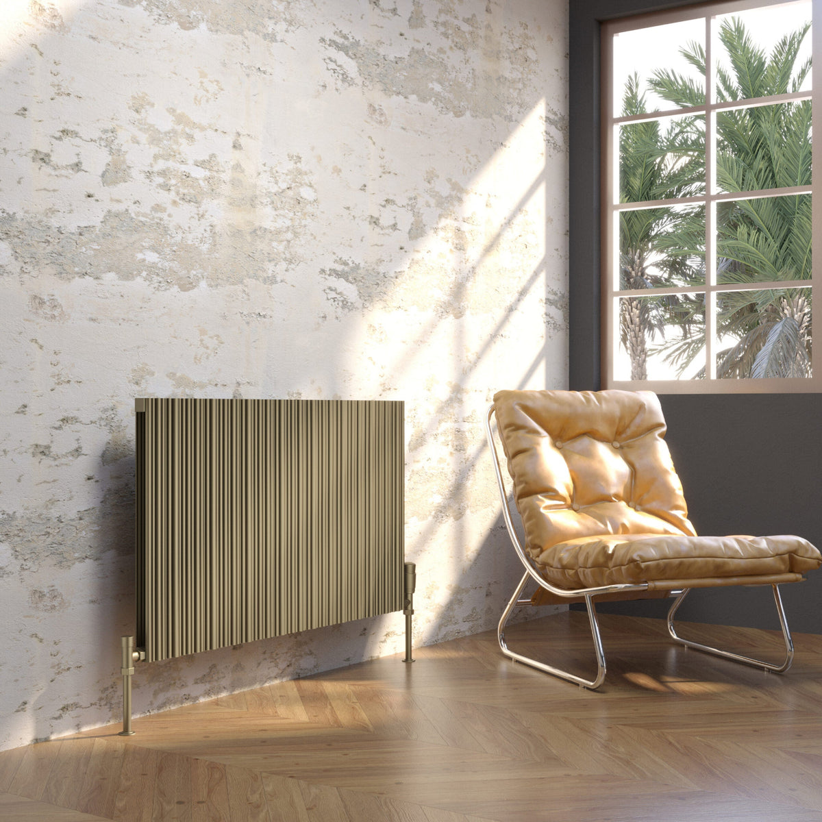 Kartell QUEBEC 575mm H x 1439mm W Bronze Horizontal Double Aluminium Radiator - ALRAD-6-612-BZ