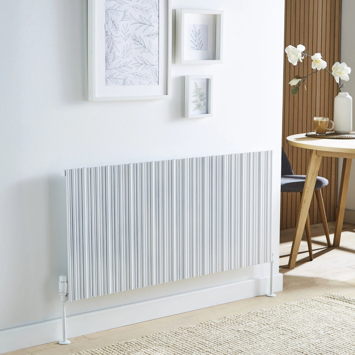 Kartell QUEBEC 575mm H x 1439mm W White Horizontal Double Aluminium Radiator - ALRAD-6-612-WT