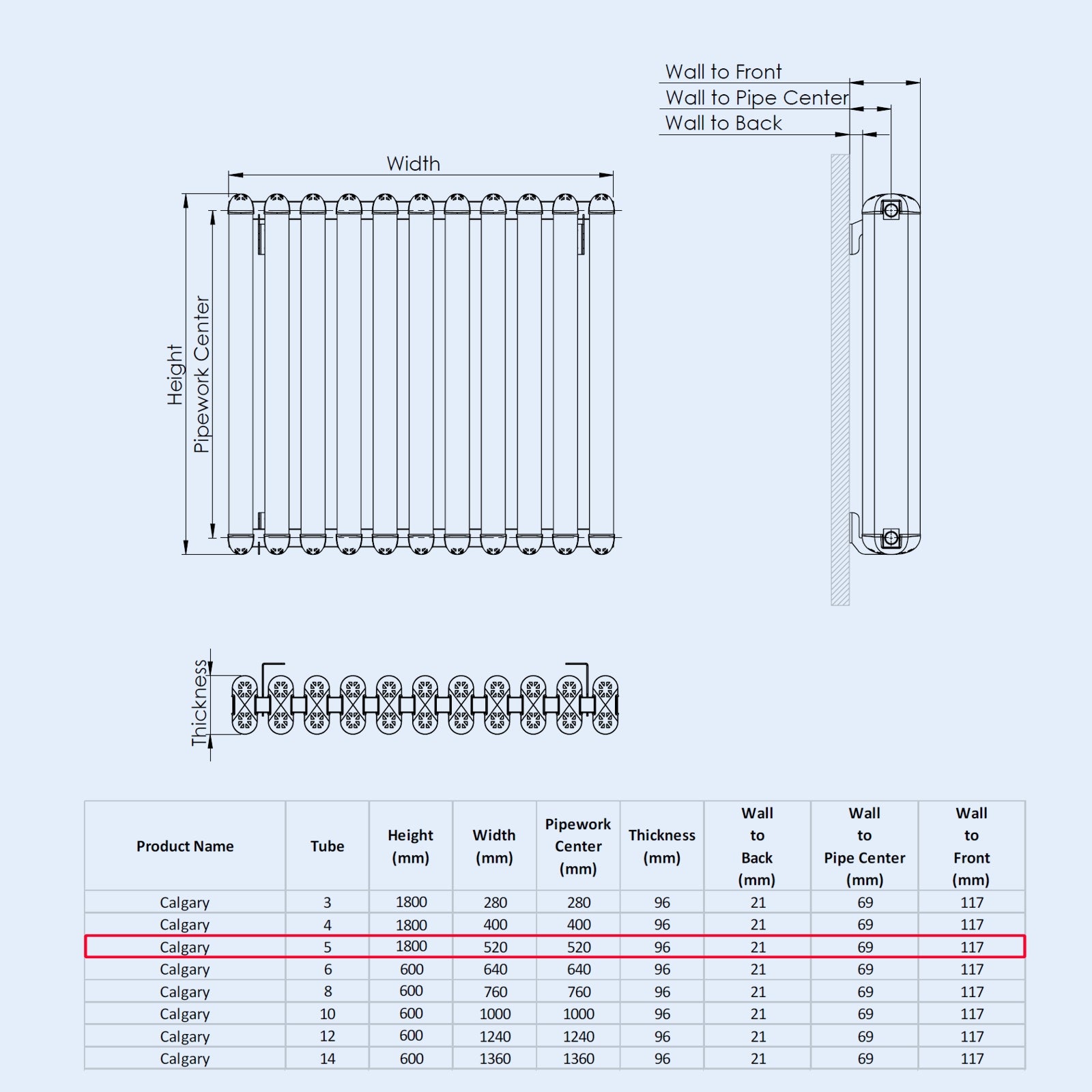 Kartell CALGARY 1800mm H x 520mm W Bronze Vertical Aluminium Radiator - ALRAD-7-1809-BZ