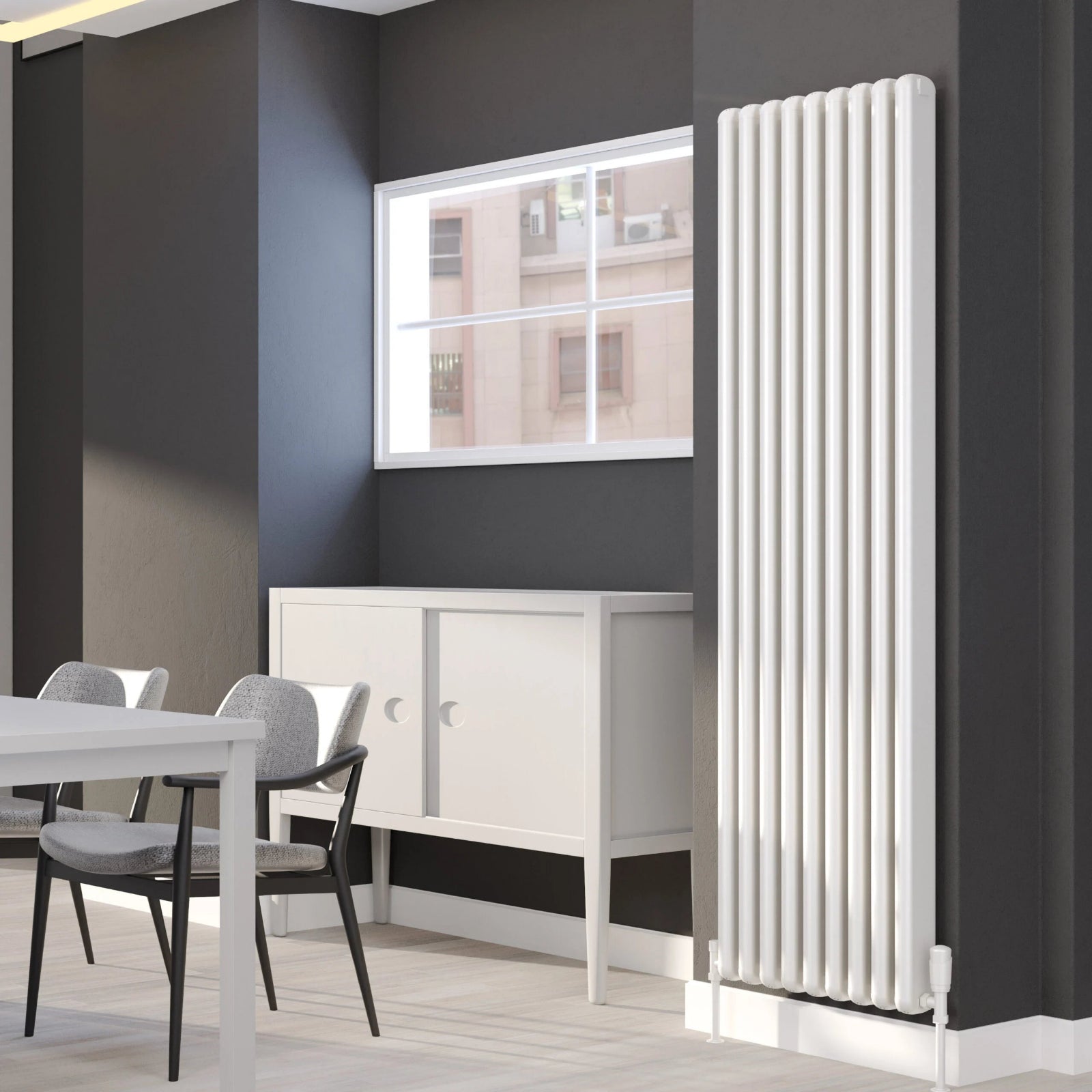 Kartell CALGARY 1800mm H x 520mm W White Vertical Aluminium Radiator - ALRAD-7-1809-WT