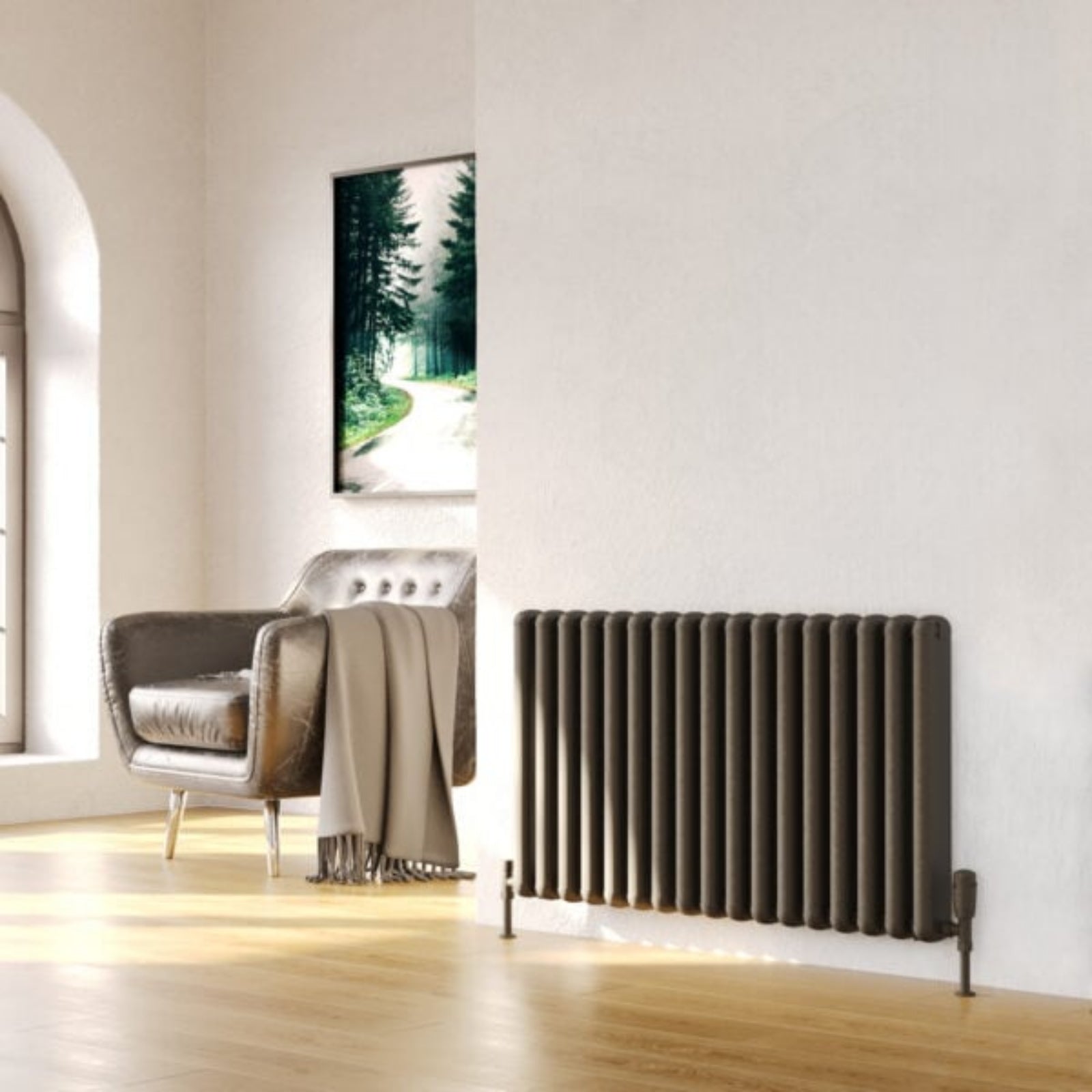 Kartell CALGARY 600mm H x 640mm W Grey Horizontal Aluminium Radiator - ALRAD-7-611-GY