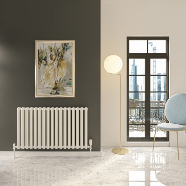 Kartell CALGARY 600mm H x 1000mm W White Horizontal Aluminium Radiator - ALRAD-7-617-WT