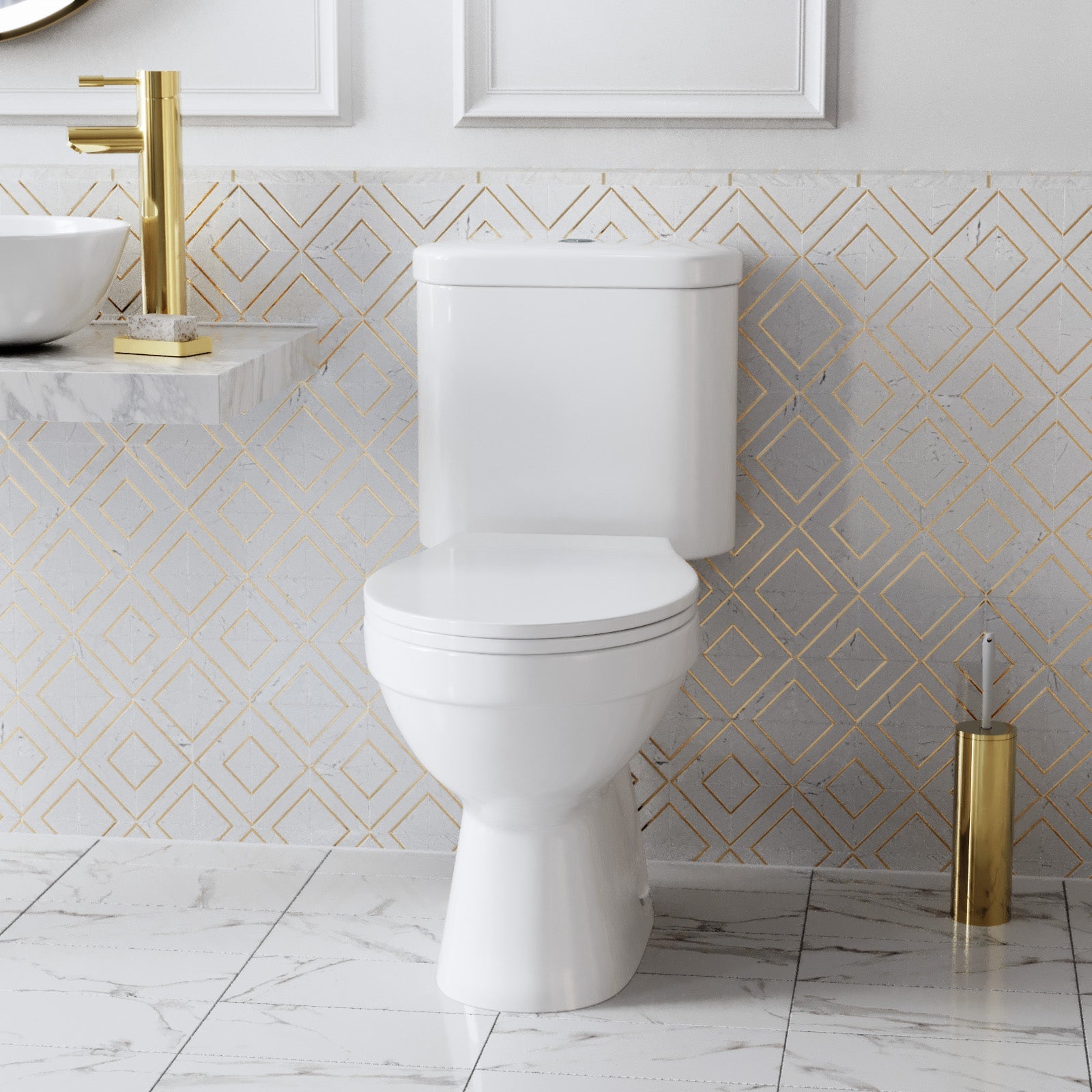 Rimless Close Coupled Toilet With Seat & Cistern