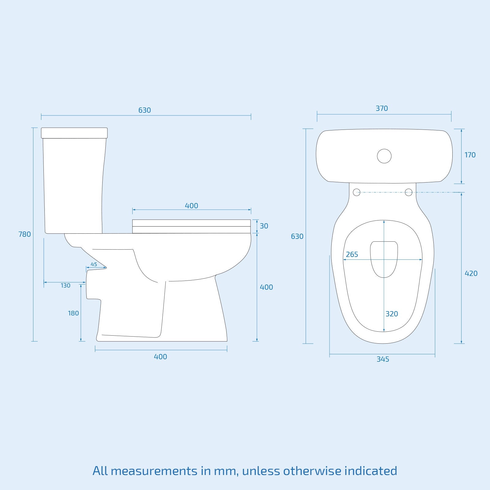 Rimless Close Coupled Toilet With Seat & Cistern