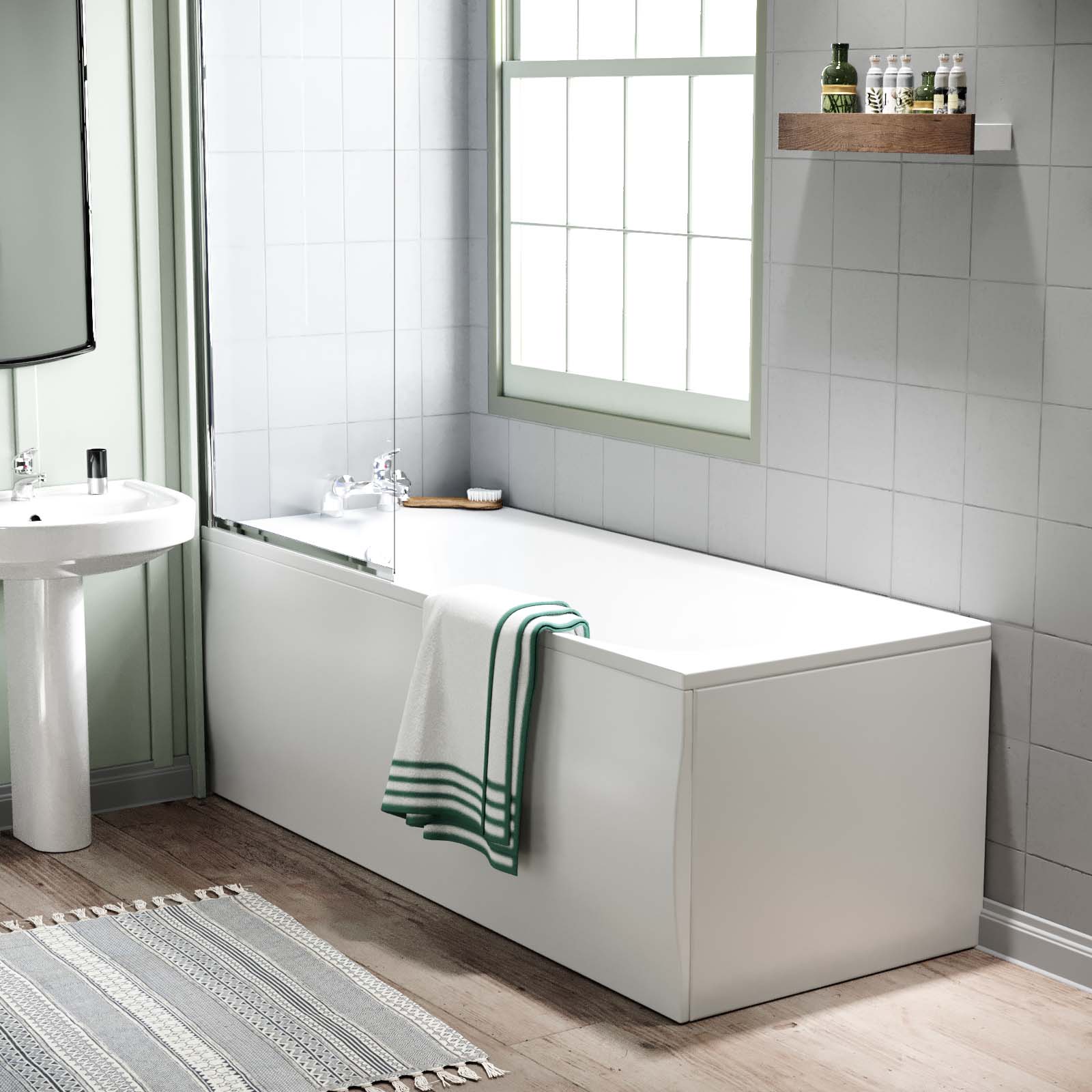 Toilet, Pedestal Basin, Round Bath & Shower Screen 3-Piece Suite