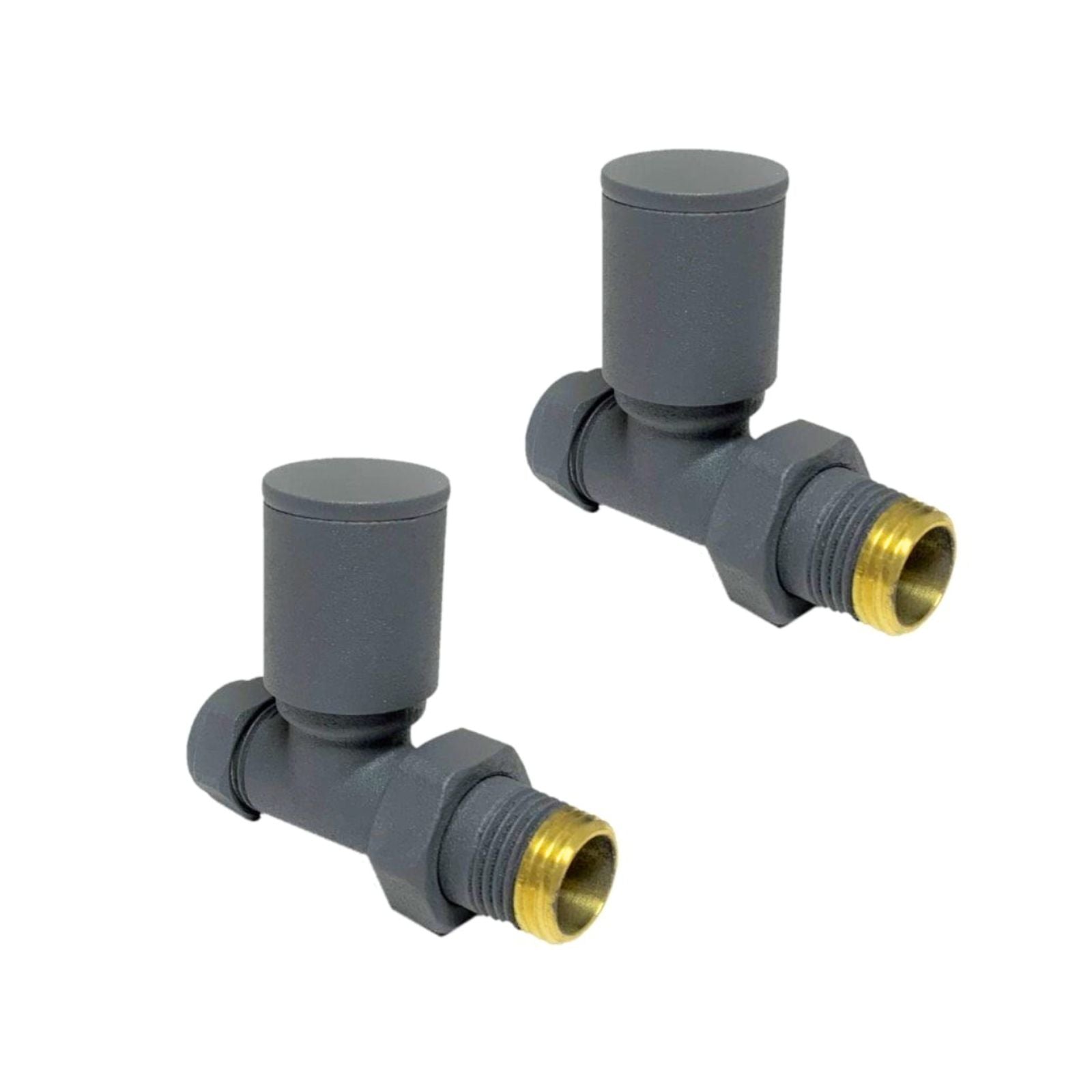 Kartell 15mm Anthracite Straight Radiator Valve (Pair) Floor Mounted - ANTH-STR