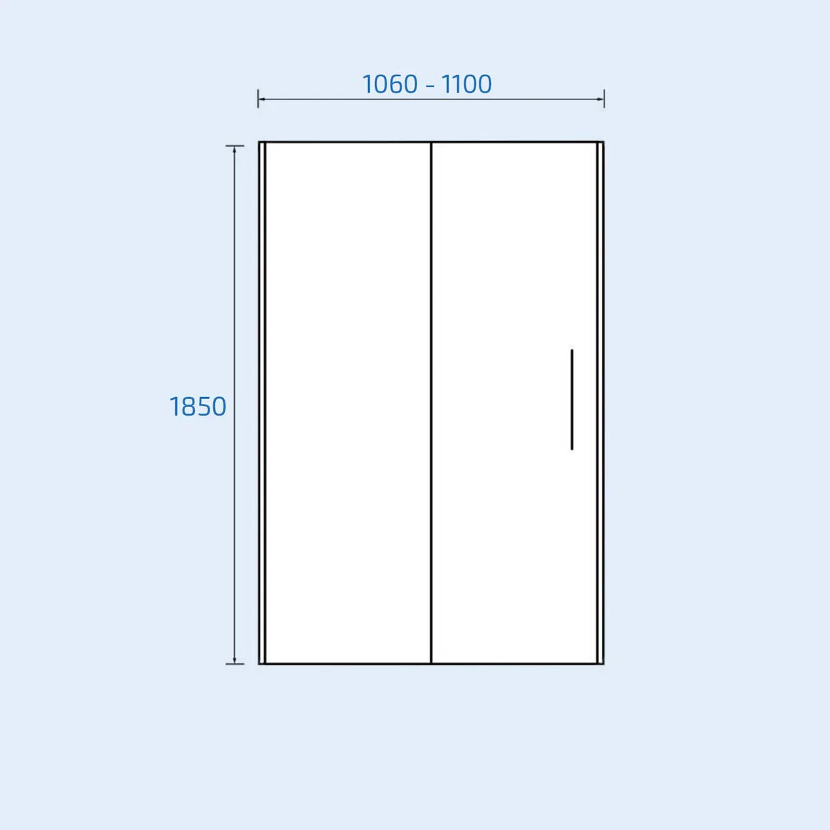 Averi 1100 x 1850mm Clear Glass Sliding Shower Door - Chrome