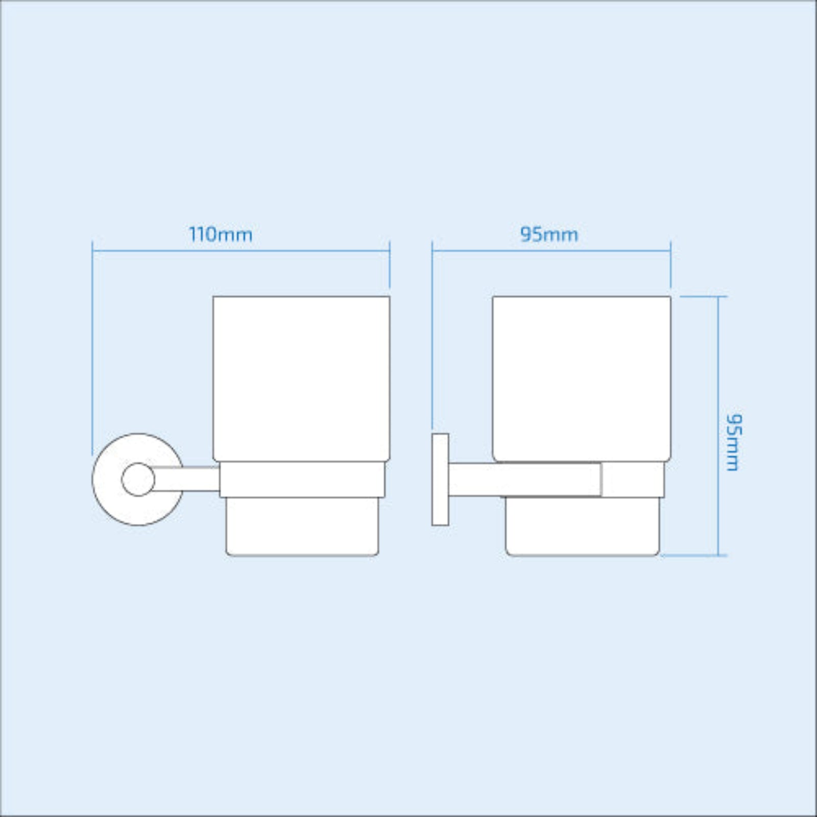 Round Single Glass Tumbler & Holder Chrome