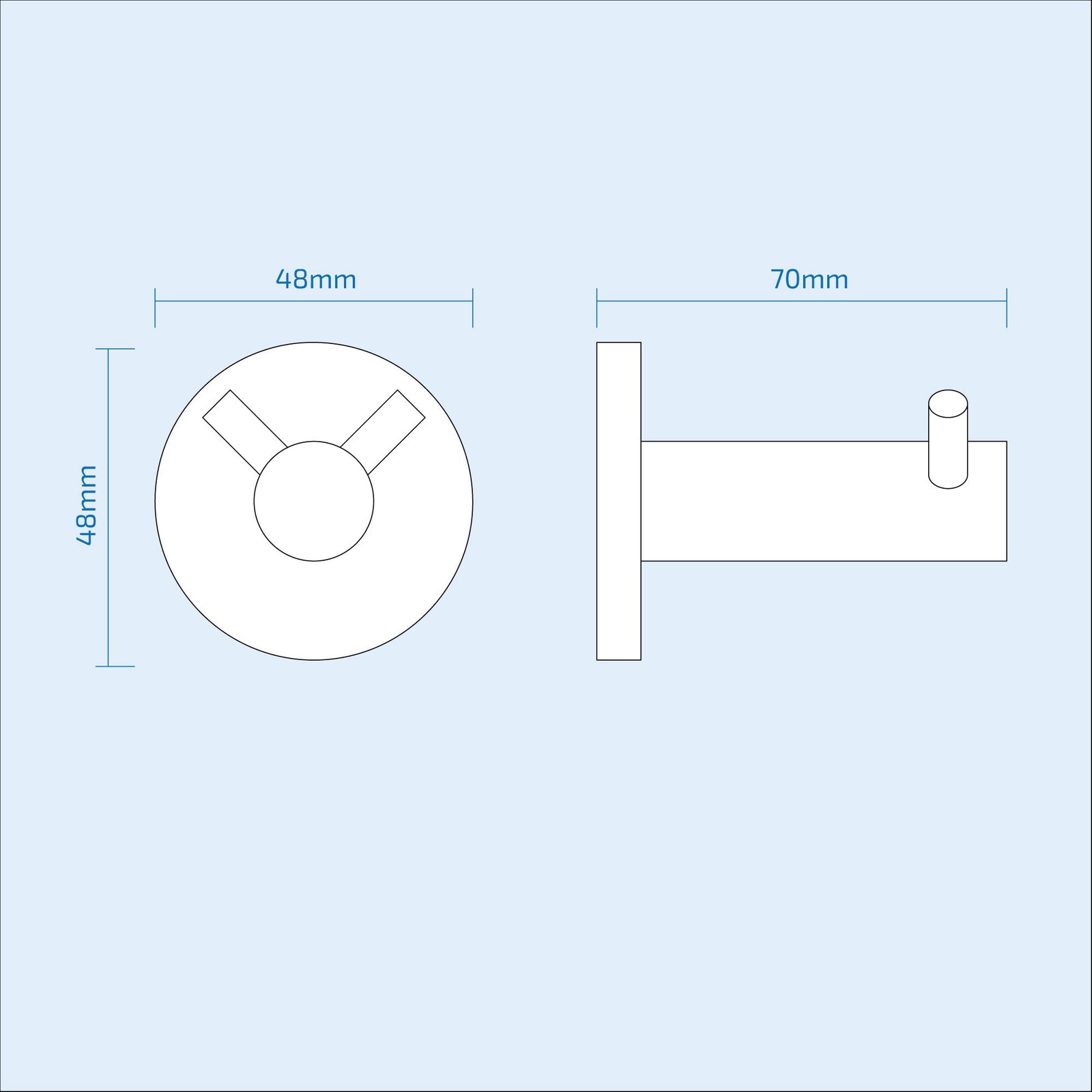 Double Robe Hook Chrome Round 70mm