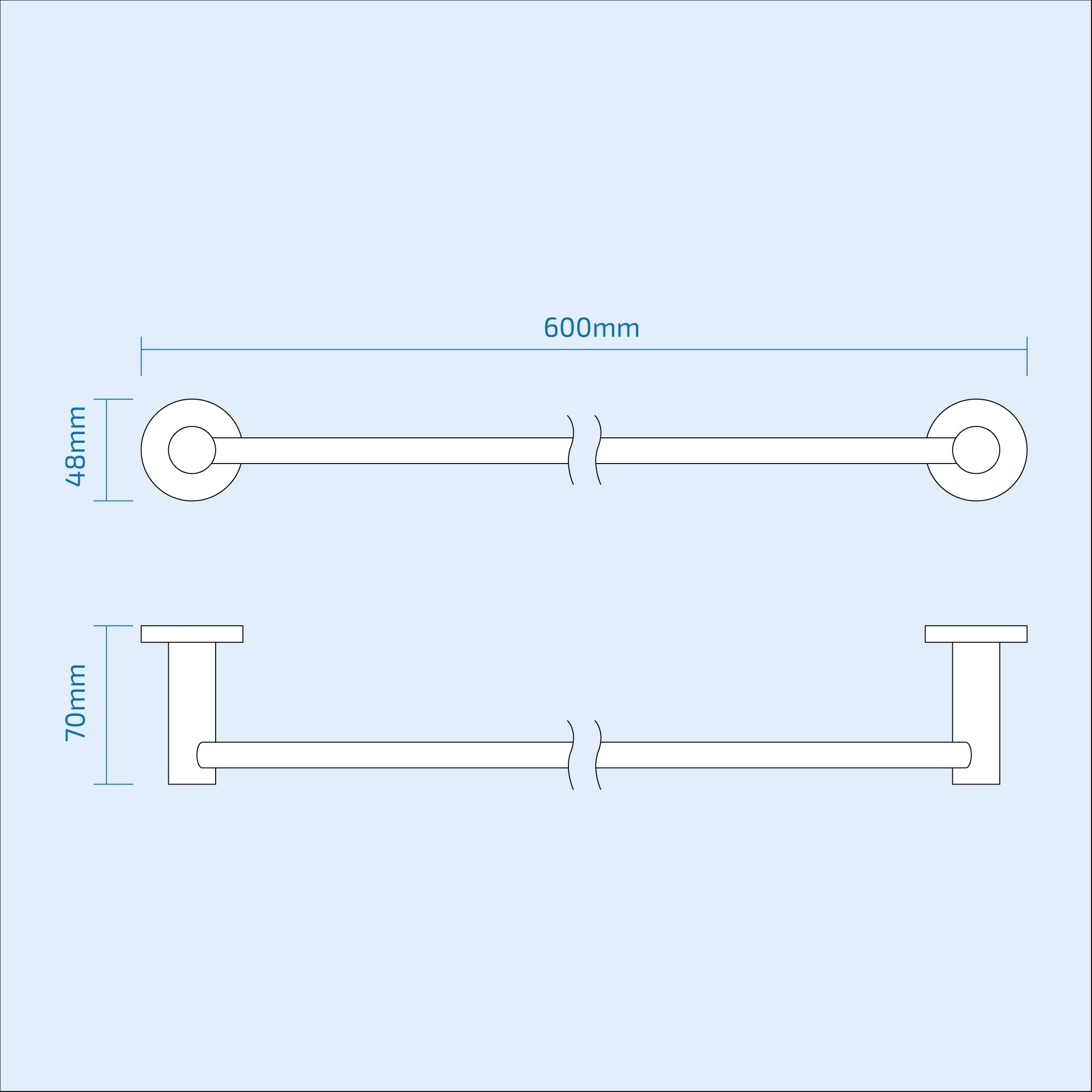 Single Round Towel Bar Rail Holder Chrome