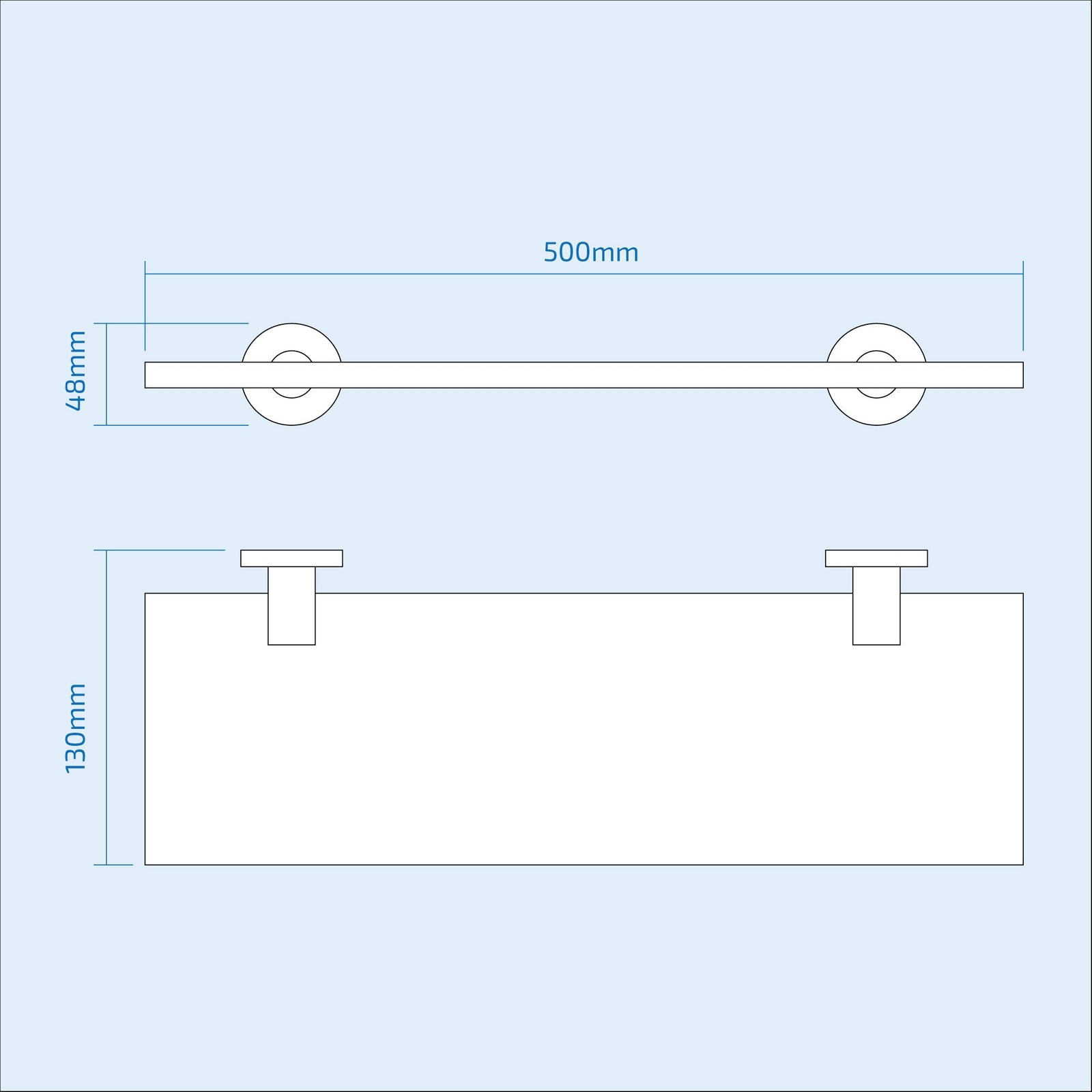Glass Shelf With Modern Round Brackets